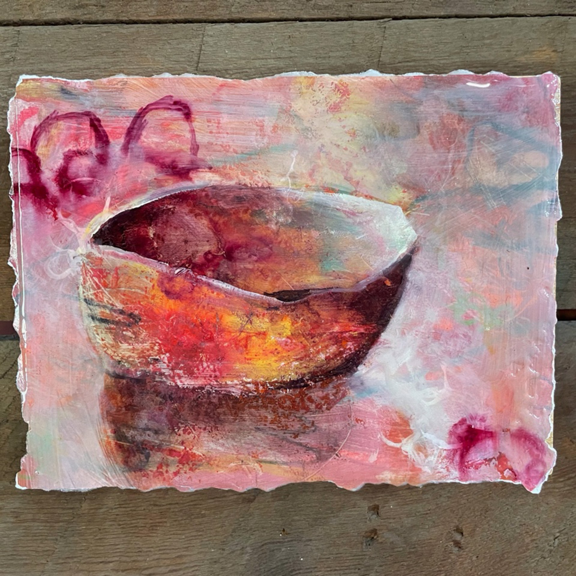 Empty Bowl Pink & Orange by Shellie Lewis Crisp