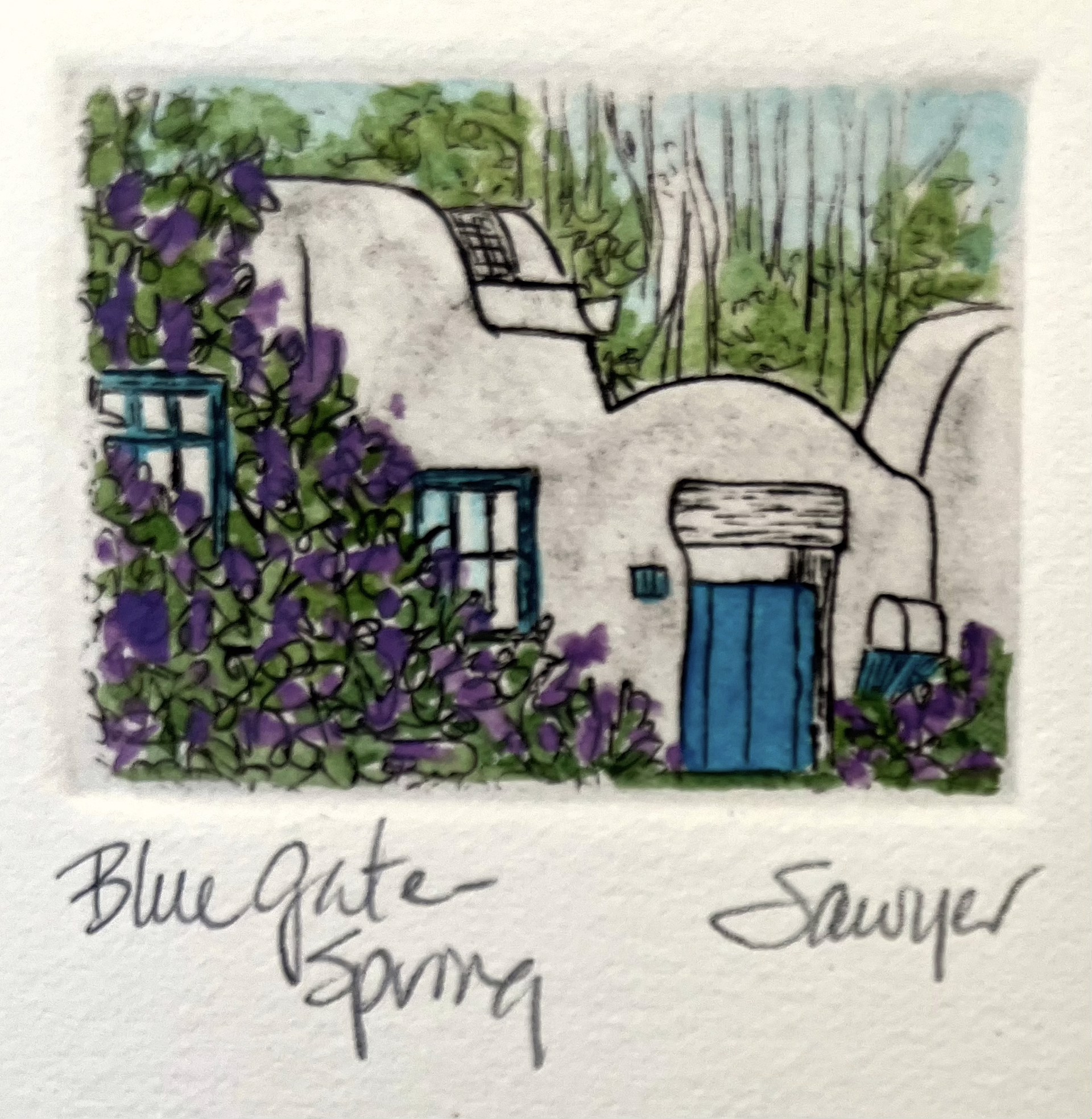 Blue Gate  -  Spring/Lilacs (framed) by Anne Sawyer
