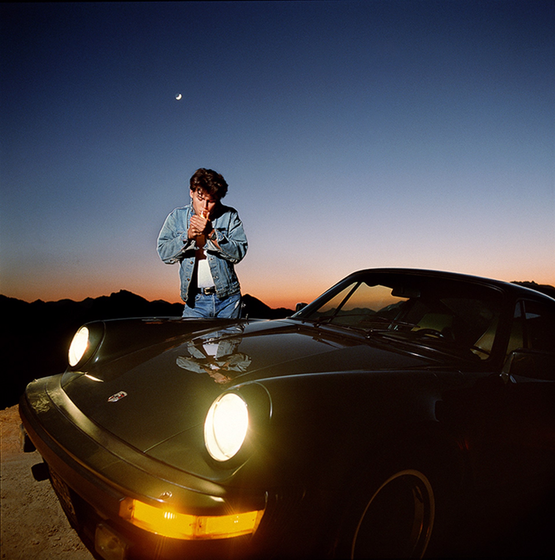 87066 Johnny Depp Lighting Up Next to the Porsche Color by Timothy White