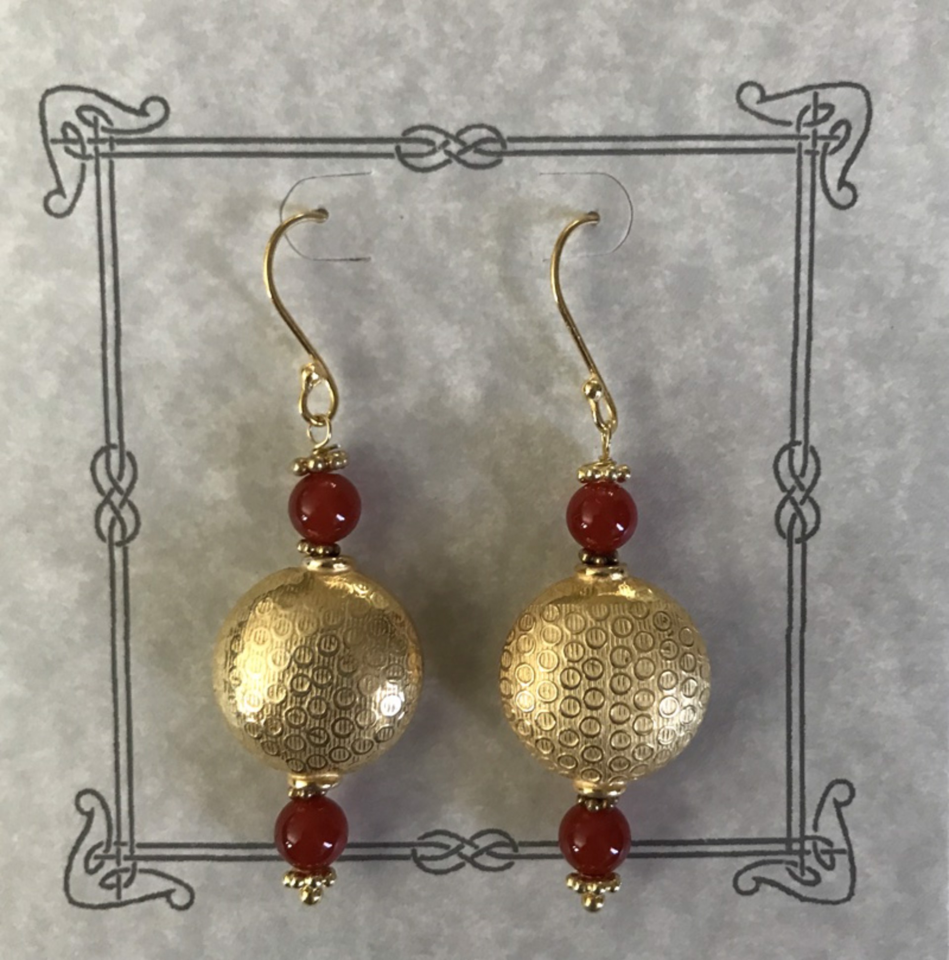 Earrings - Carnelian & Gold Vermeil  #8020 by Bonnie Jaus