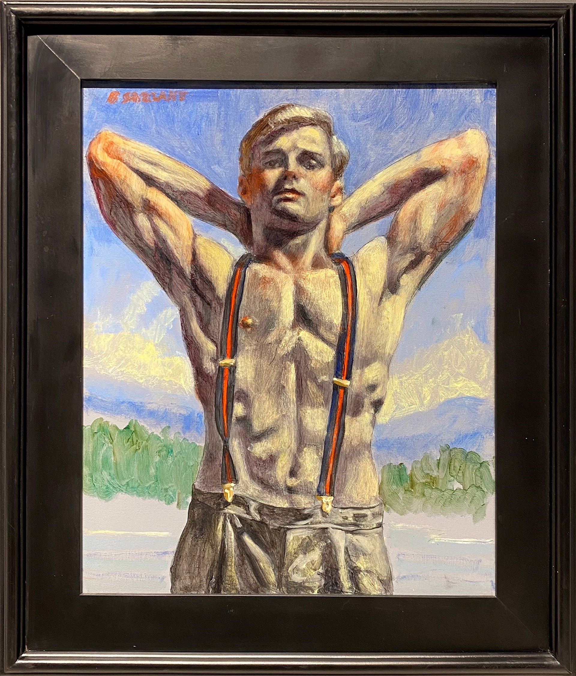 Young Man in Red Suspenders by Mark Beard
