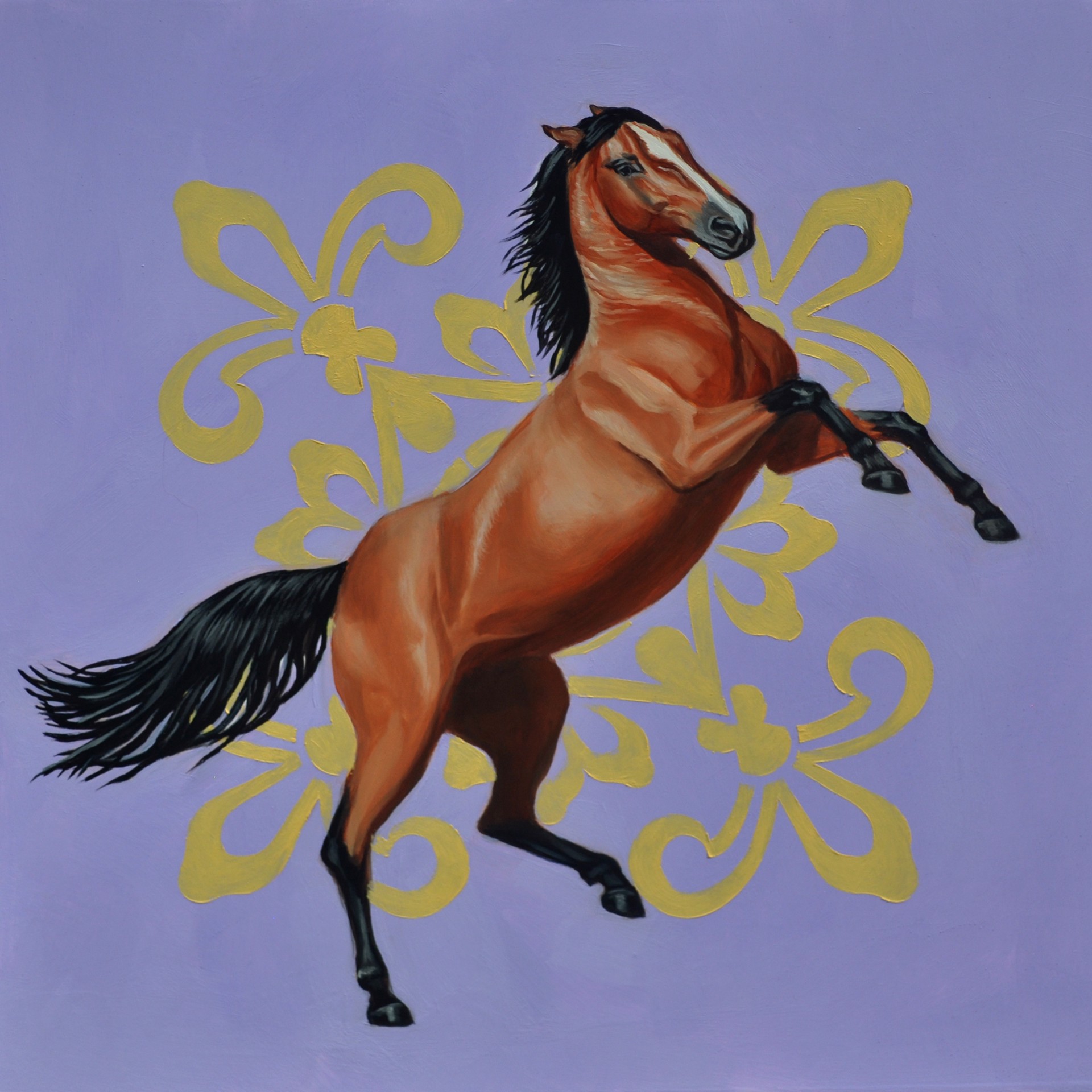 Leaping Horse on Purple Background by Robin Hextrum