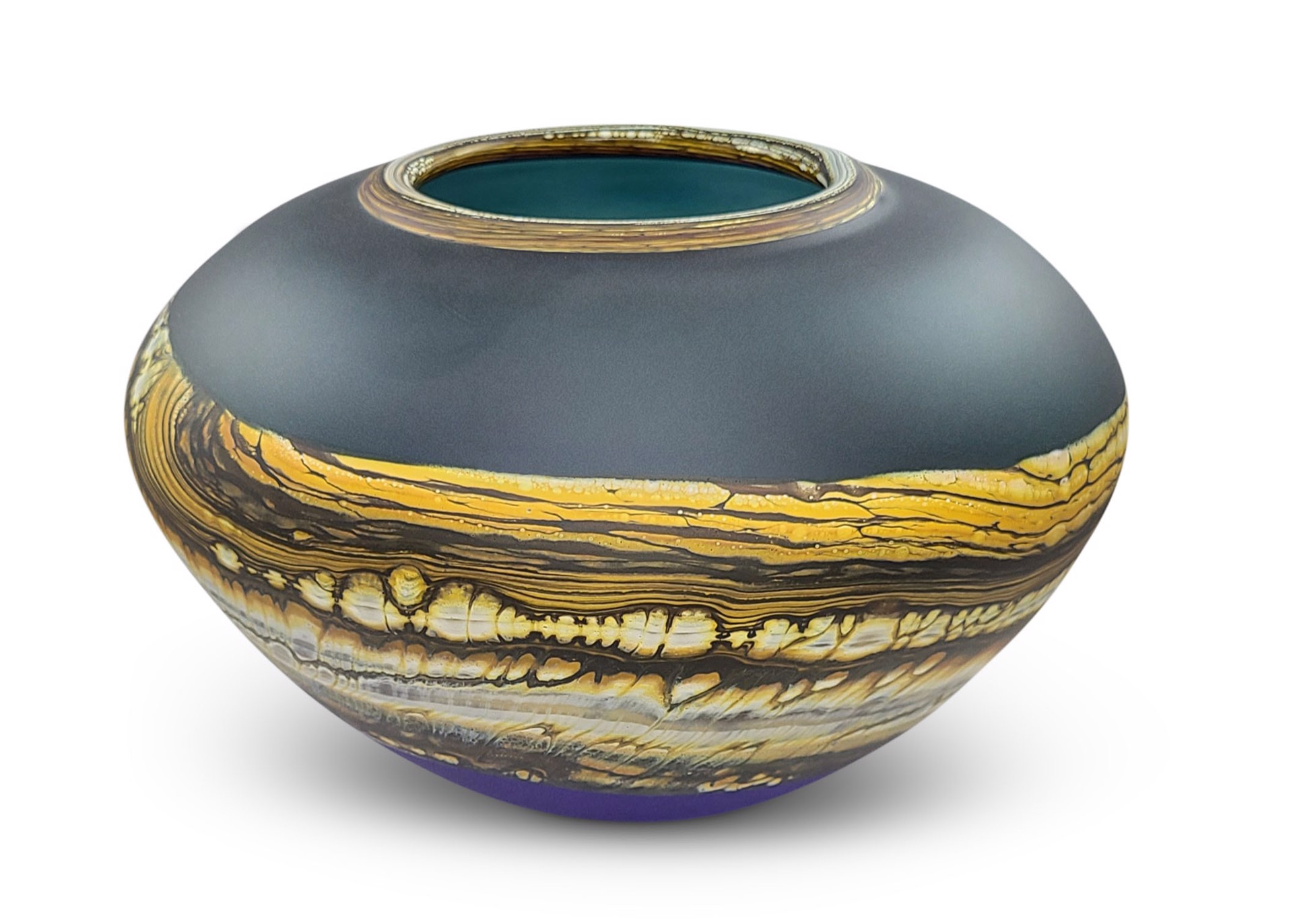 Sage and Cobalt Open Bowl with Satin Finish by Danielle Blade Stephen Gartner