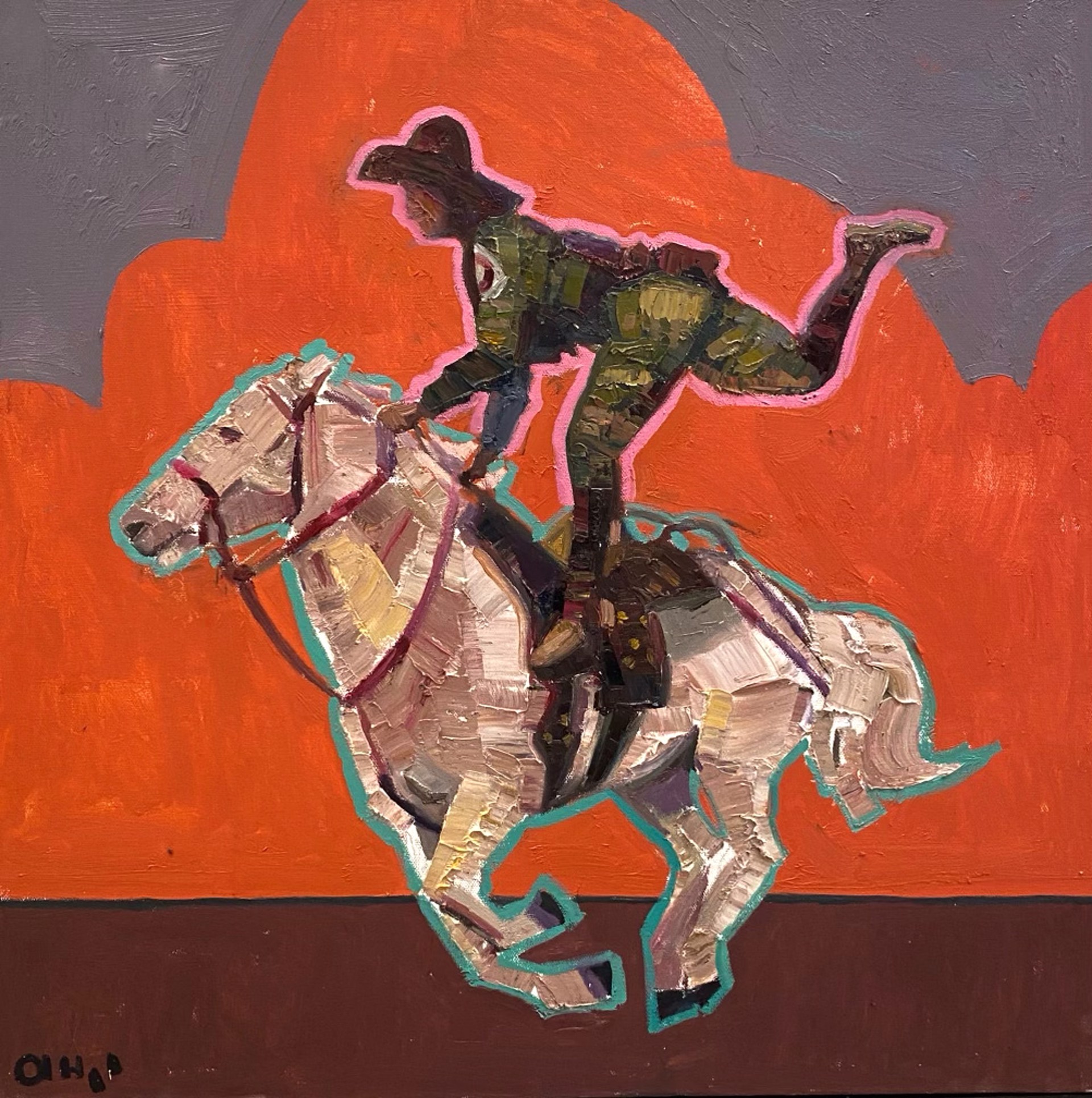 Original Oil Painting By Aaron Hazel Of A Trick Rider