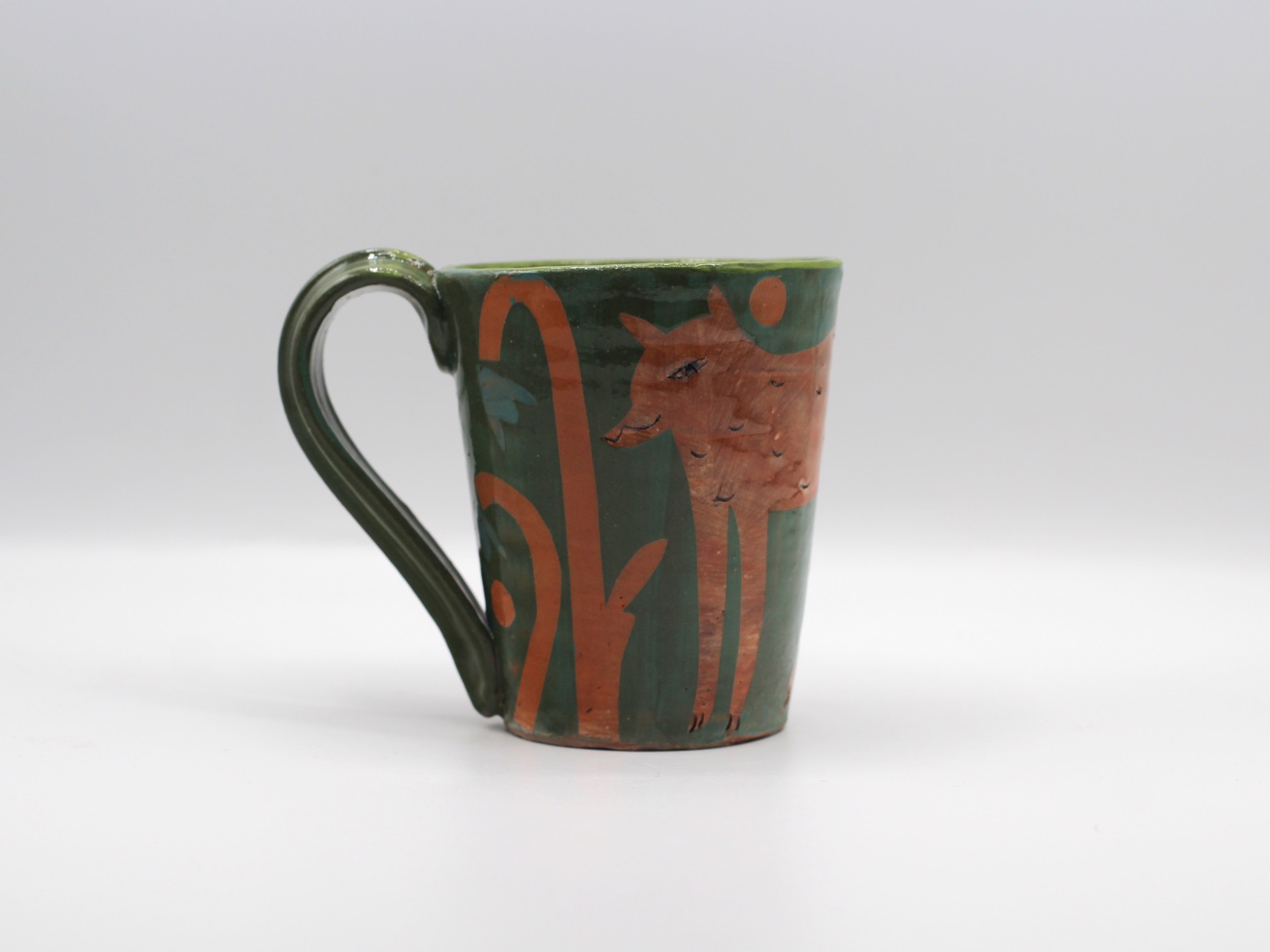 Fox Green Mug by Priscilla Dahl