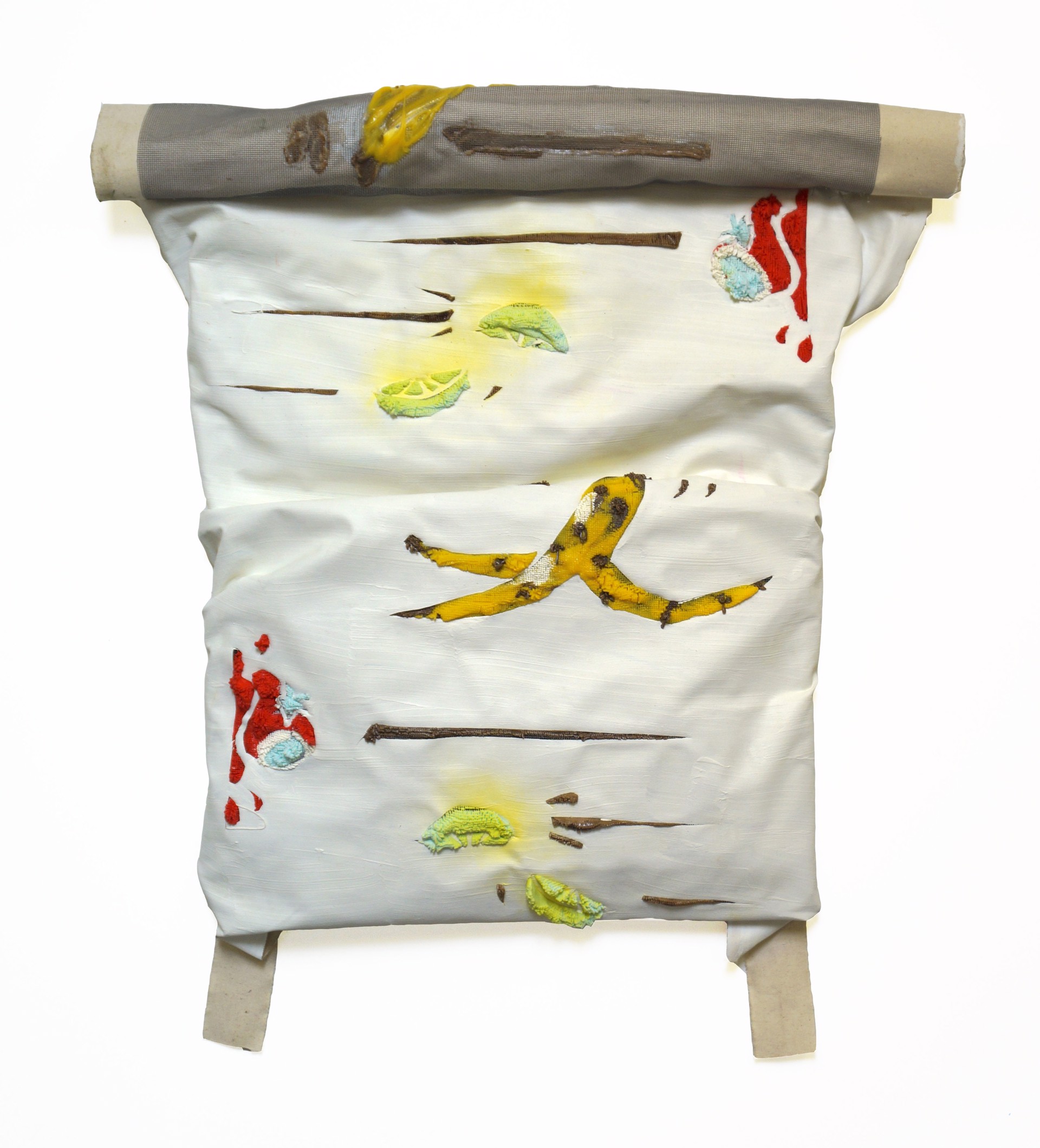 Rolled Canvas Backpack with Tomatoes and Lemons by Eleanor Aldrich