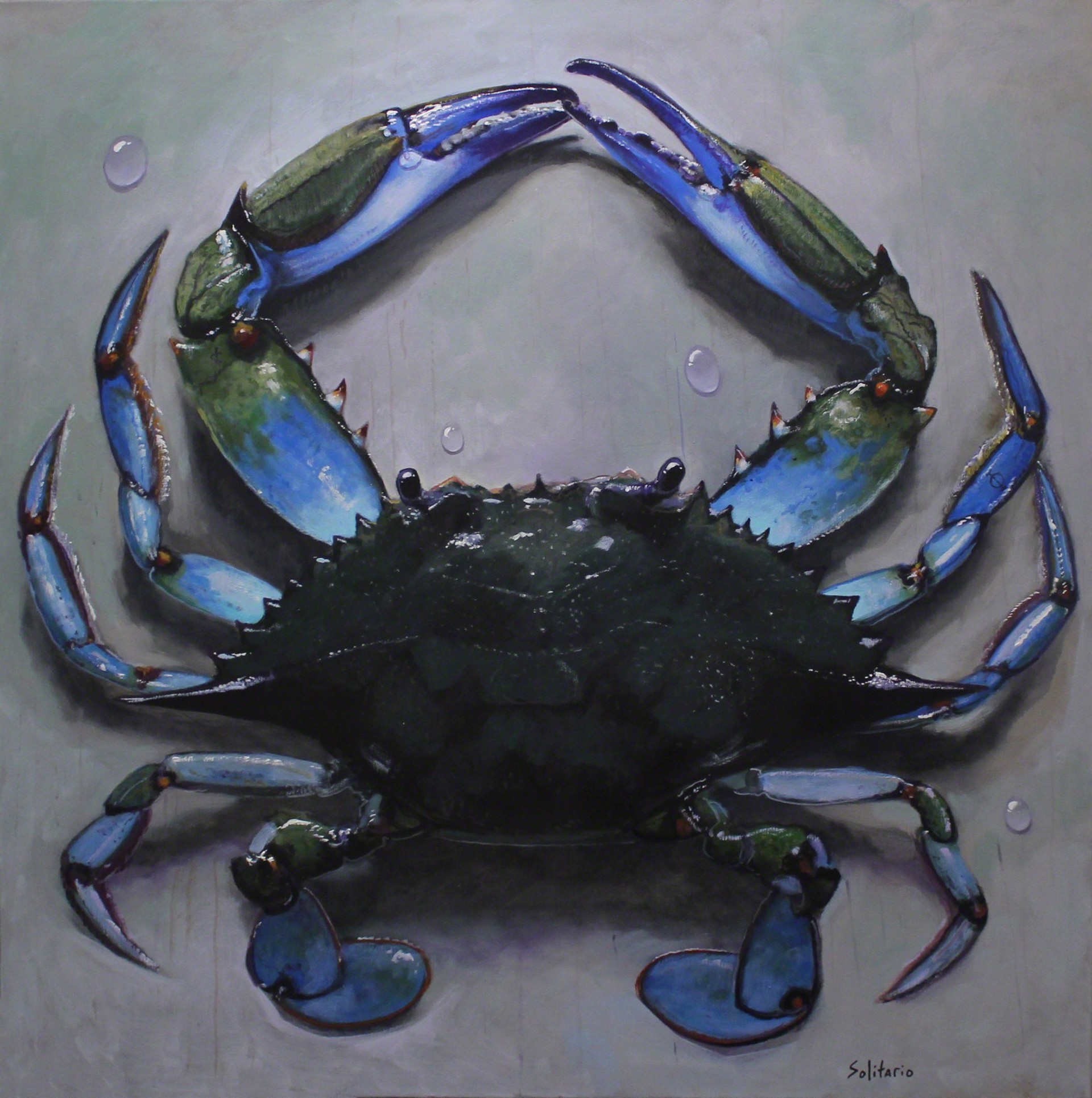 Mr Blue Crab on My Table by Billy Solitario