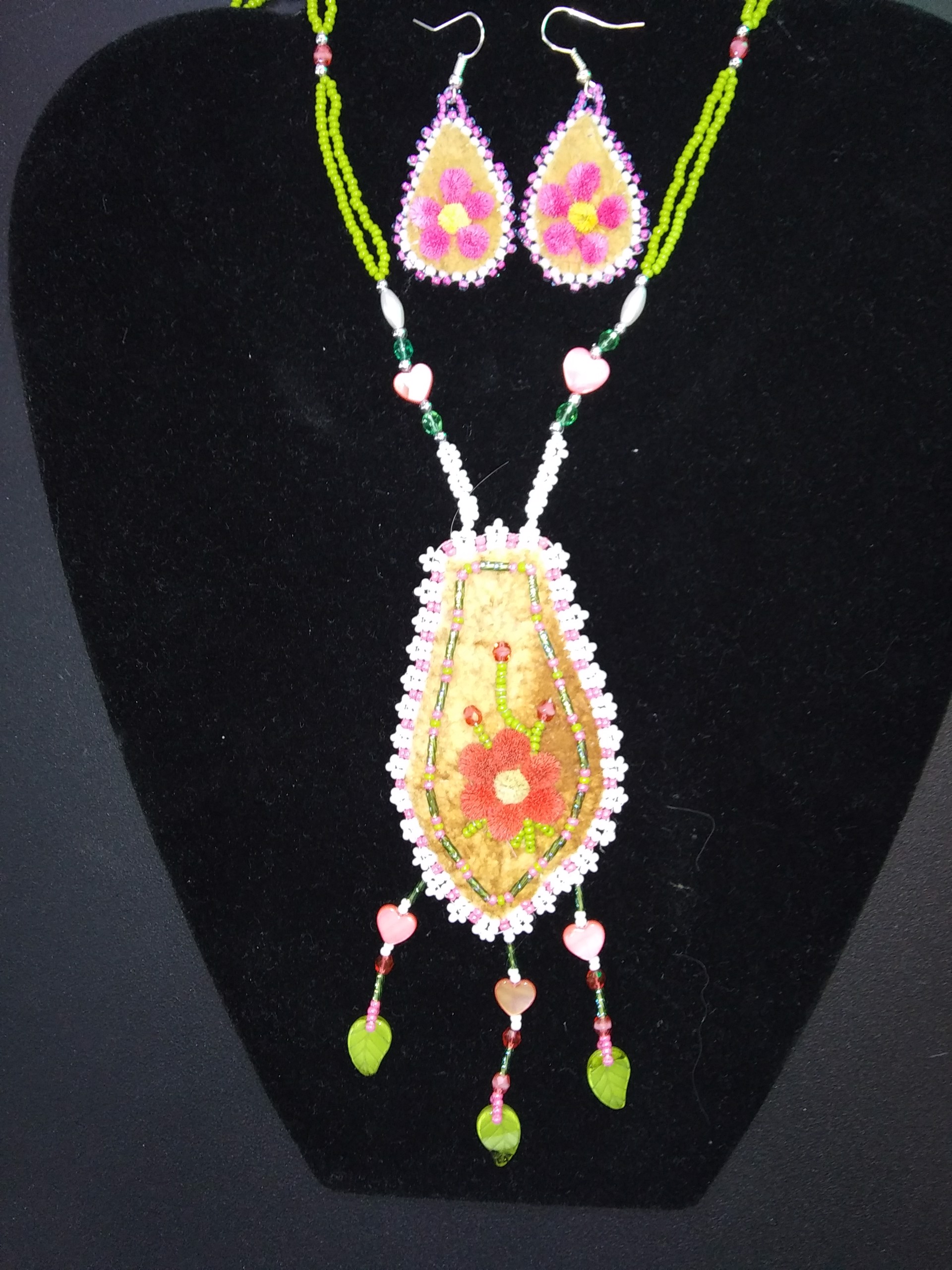 Pink Necklace w/earrings by Rosie Cassou