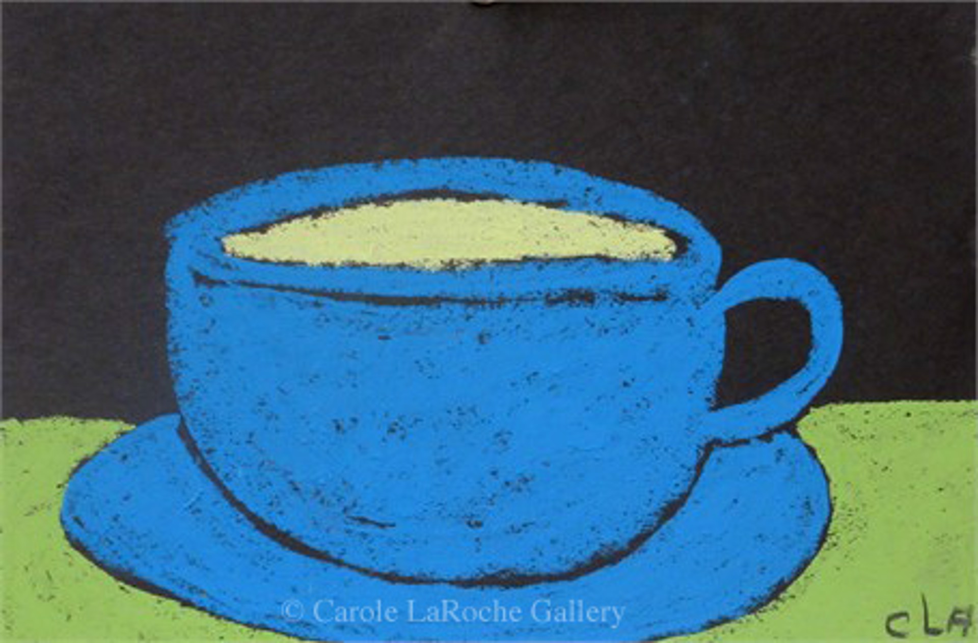 LITTLE BLUE CUP AND SAUCER by Carole LaRoche