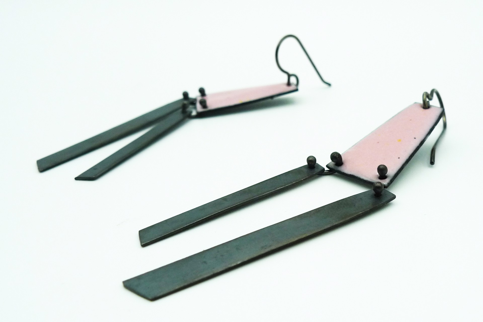 Pink/Oxidized Dangle Earrings by Lauren Markley