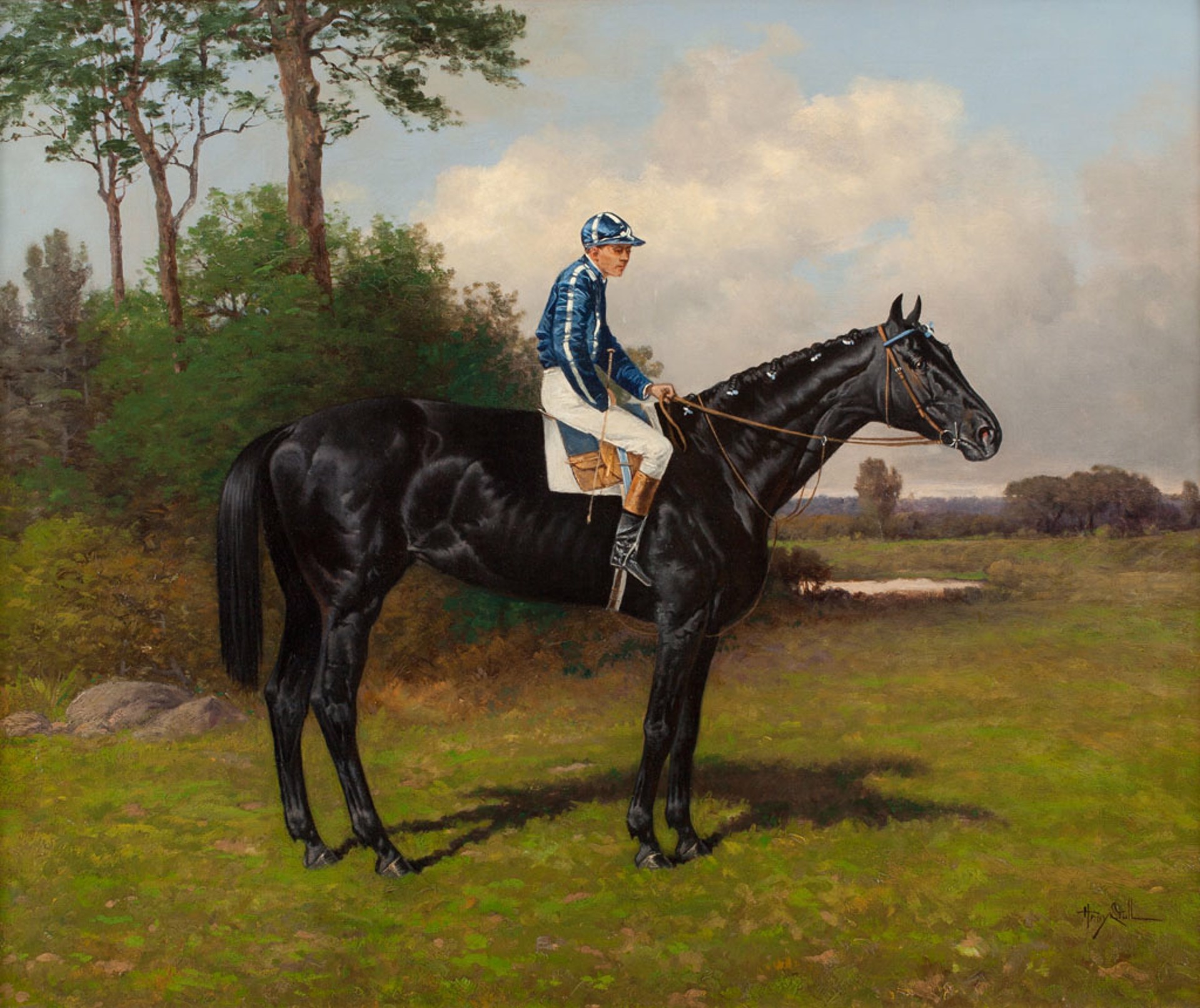 A Racehorse with Jockey Up by Henry Stull