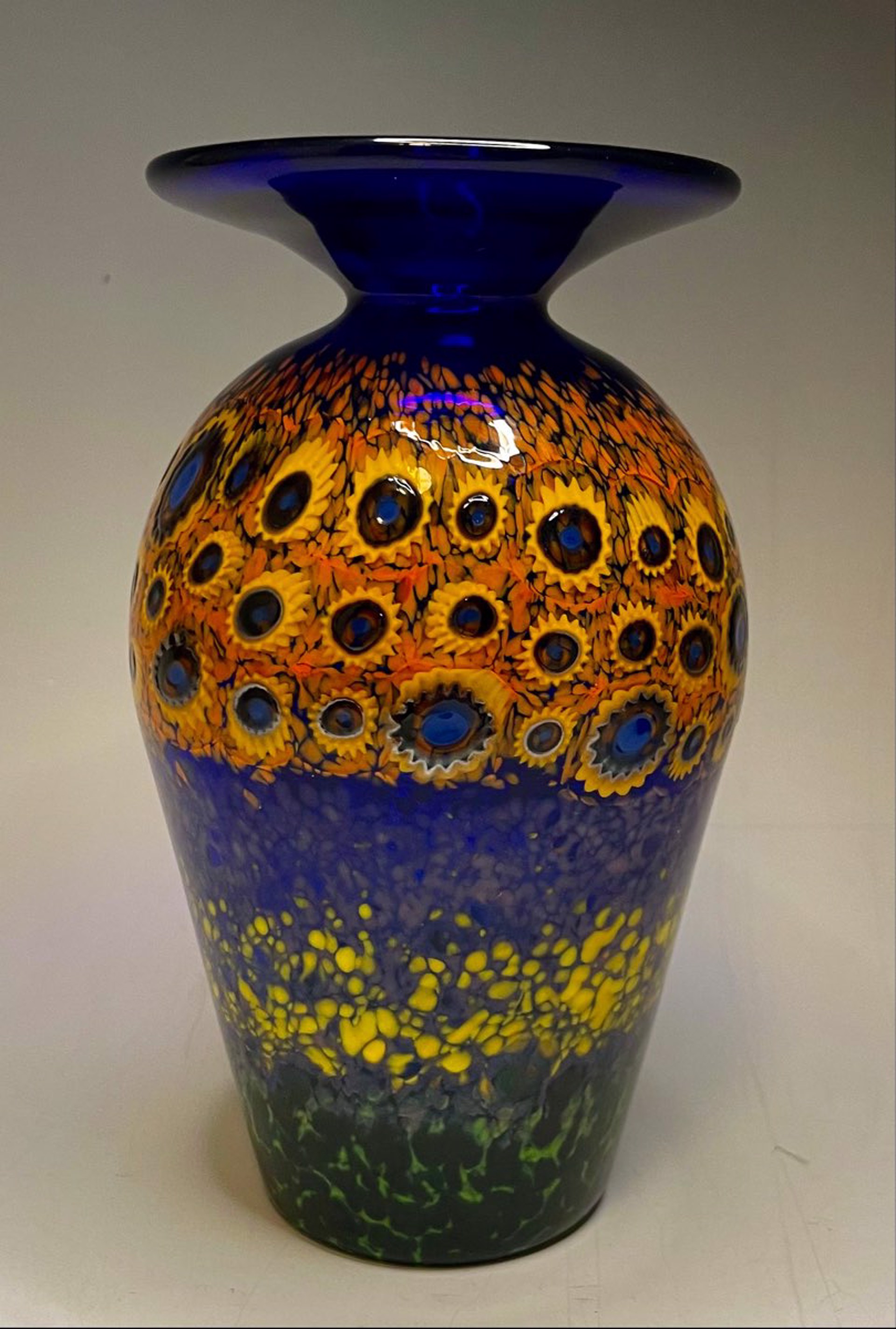 Cobalt Mini Sunflower Vase by Ken Hanson & Ingrid Hanson