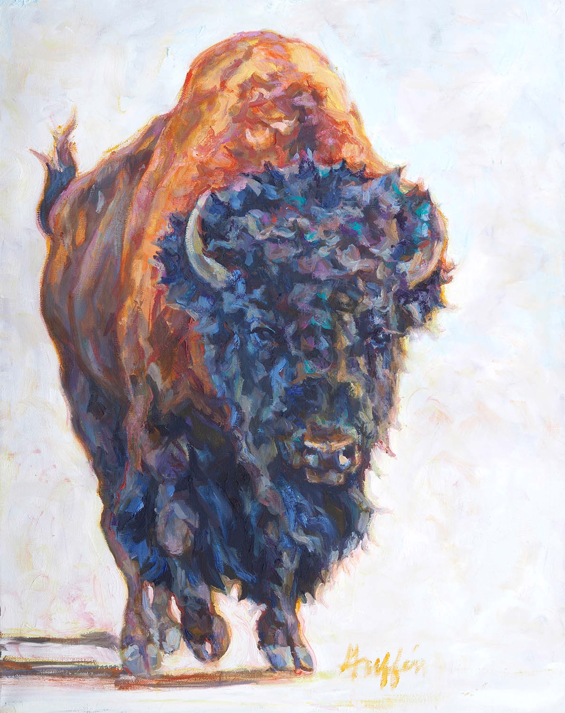 Bison In Oil On Panel Original Painting By Patricia Griffin