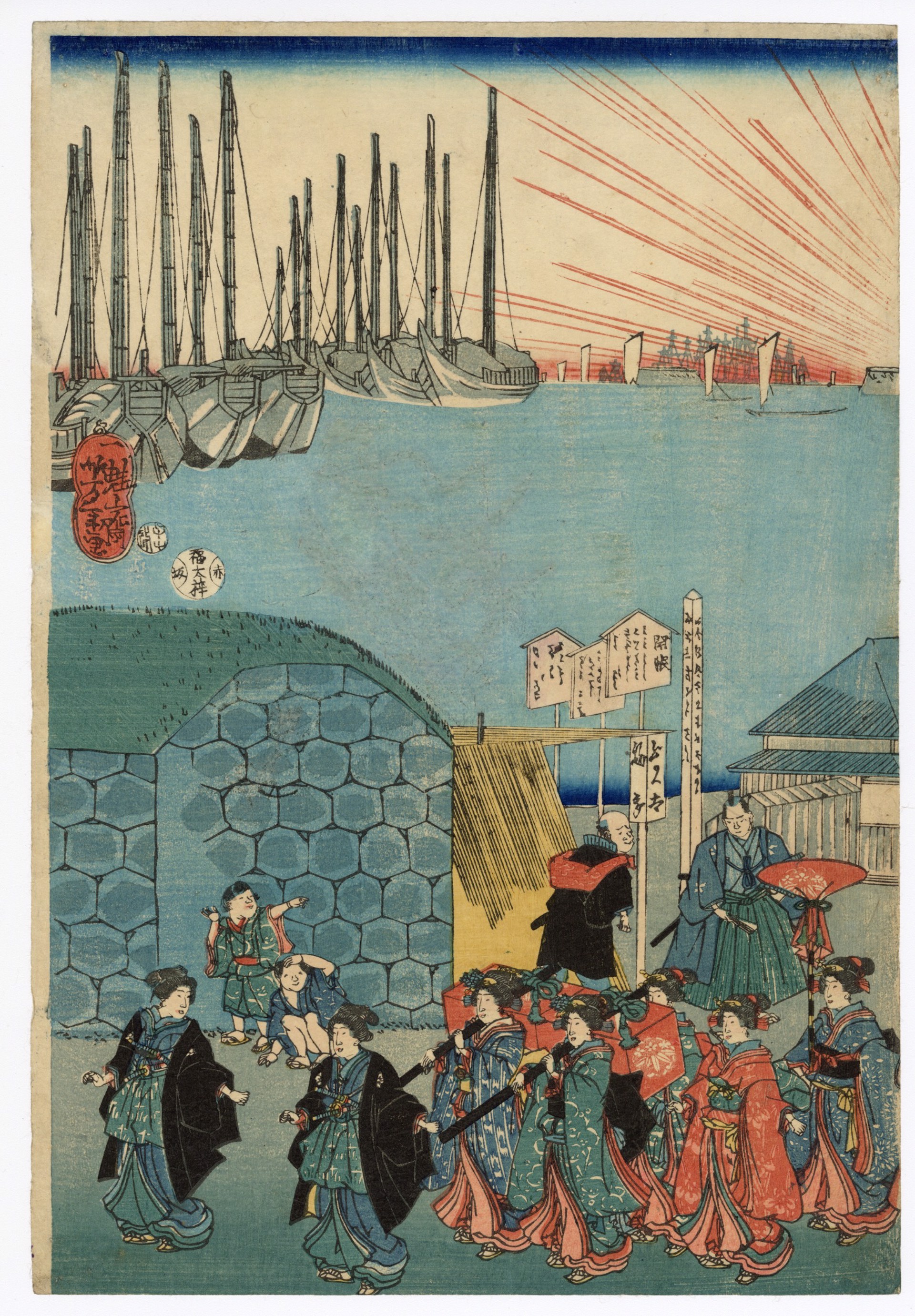 The Procession of a Princess: Morning View of Takanawa, a Famous Place in Edo by Yoshitoshi
