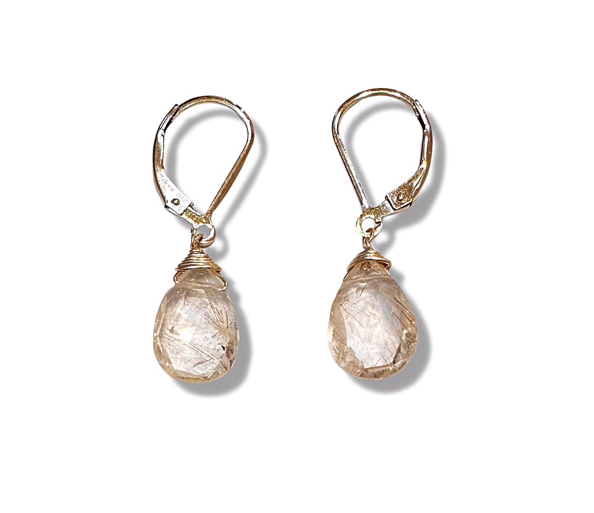 Earrings - Rutilated Quartz Drop with 14K Gold Filling by Julia Balestracci
