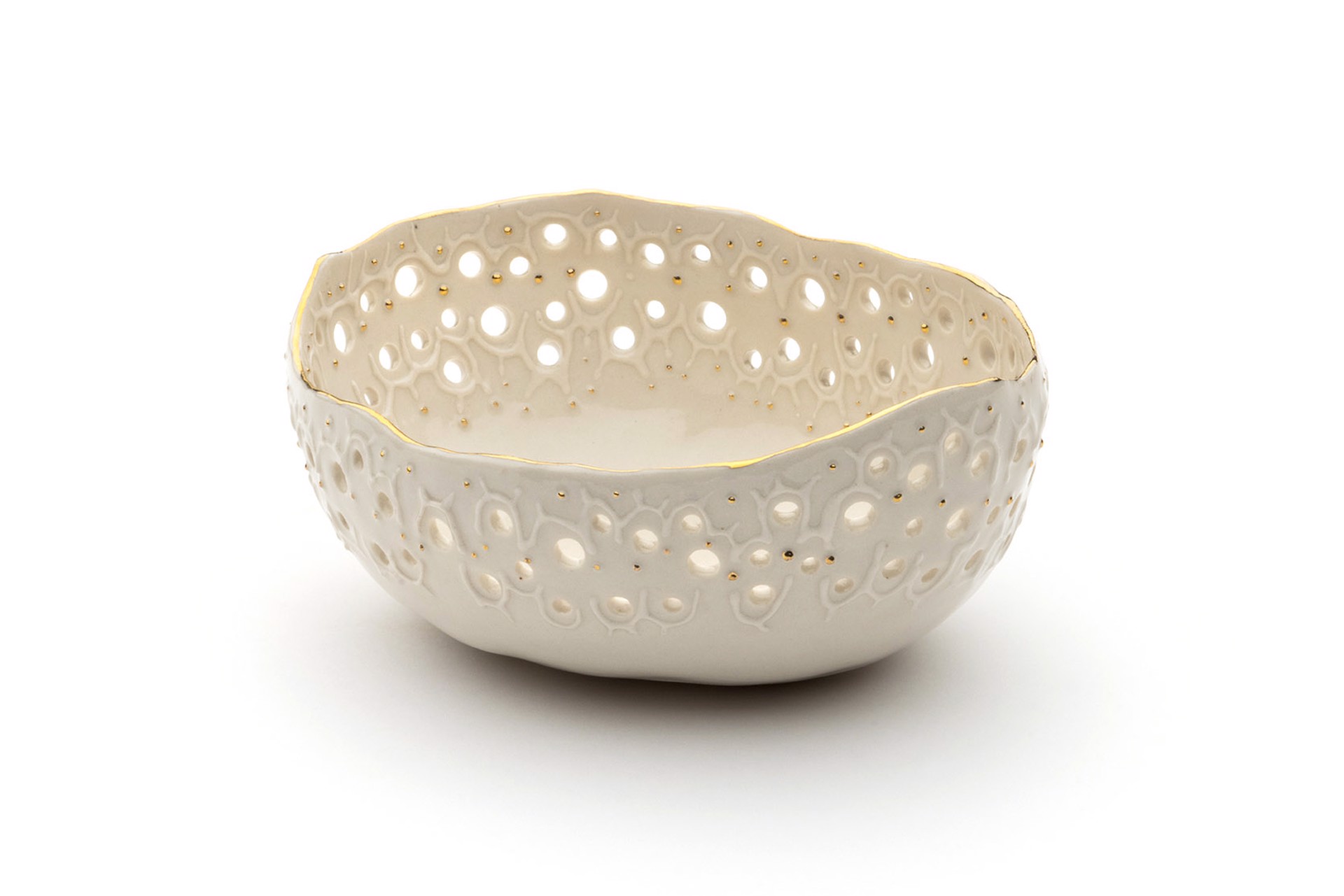 Medium White Lacy Bowl (36) by Maria Bruckman
