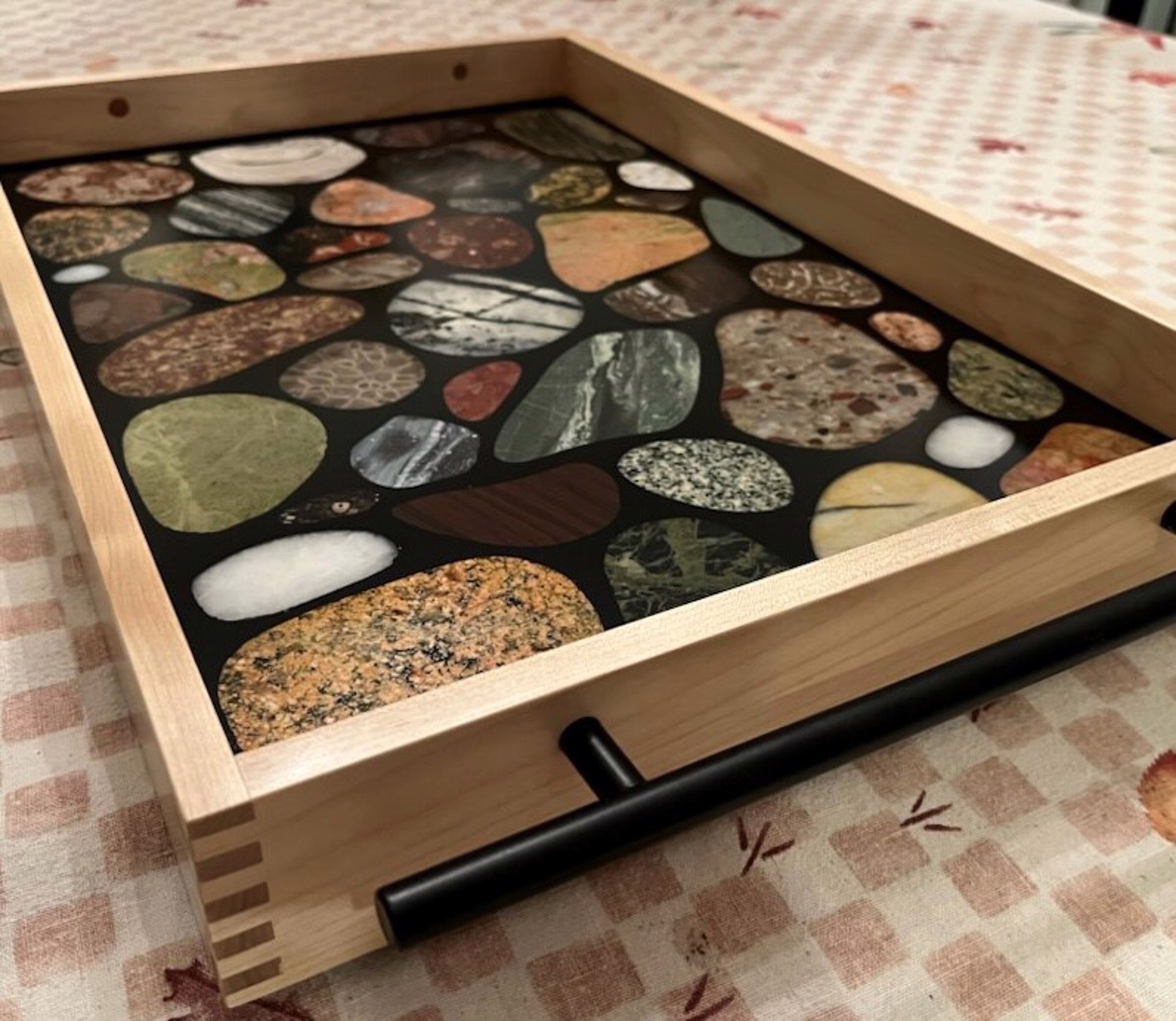 Commission - inlaid stones tray by John Pohlman