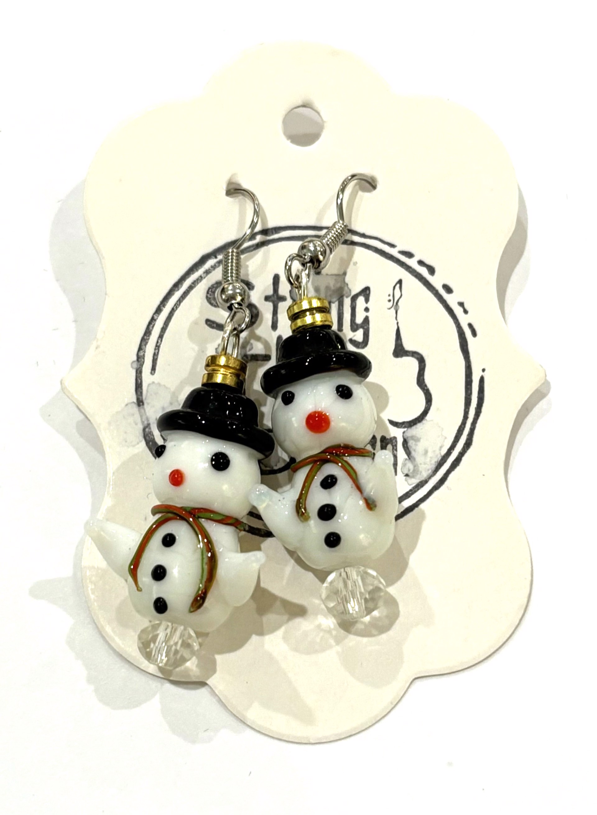 Snowman Earrings by String Thing Designs