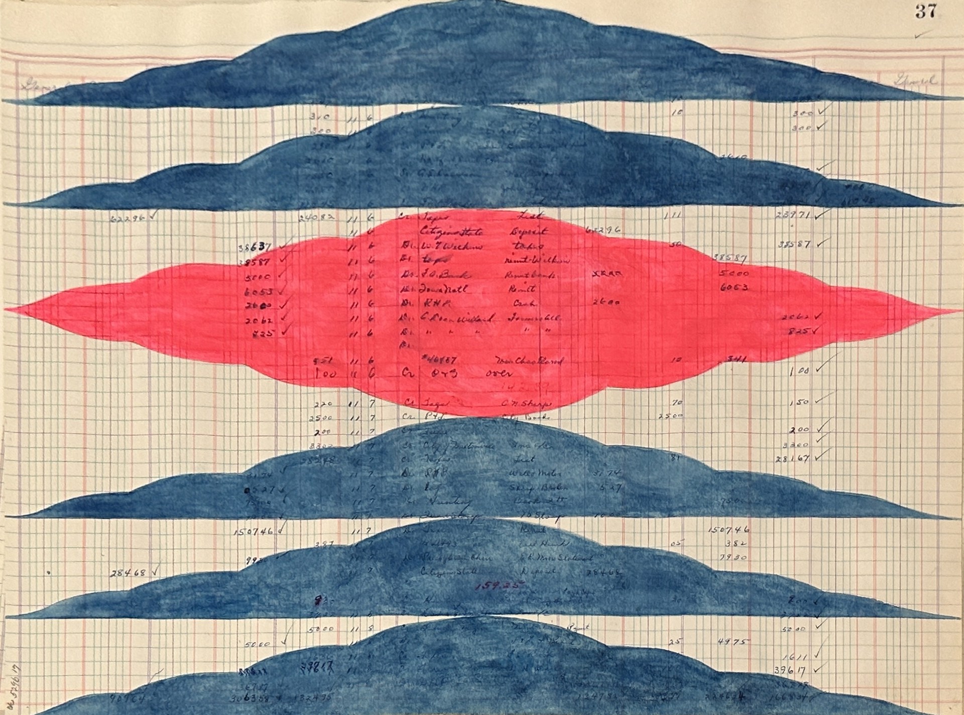 Untitled (pink, blue clouds) by Matt Messinger - Works on Paper