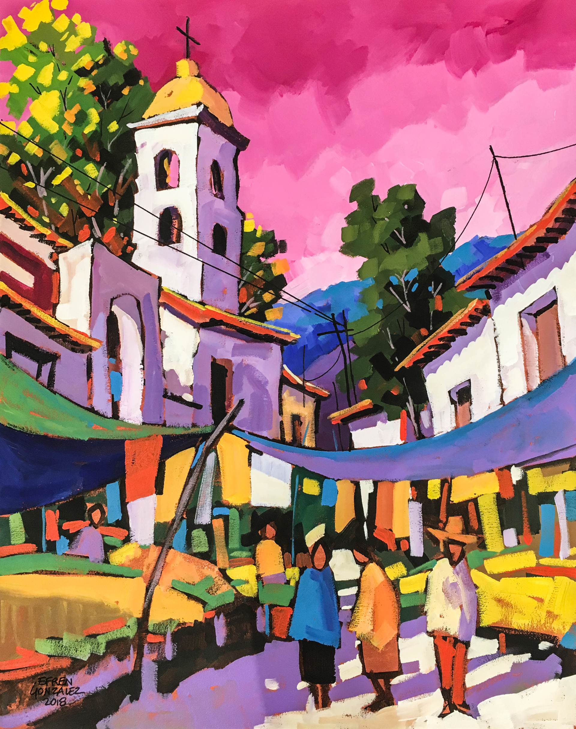 La Iglesia with Pink Sky by Efren Gonzalez