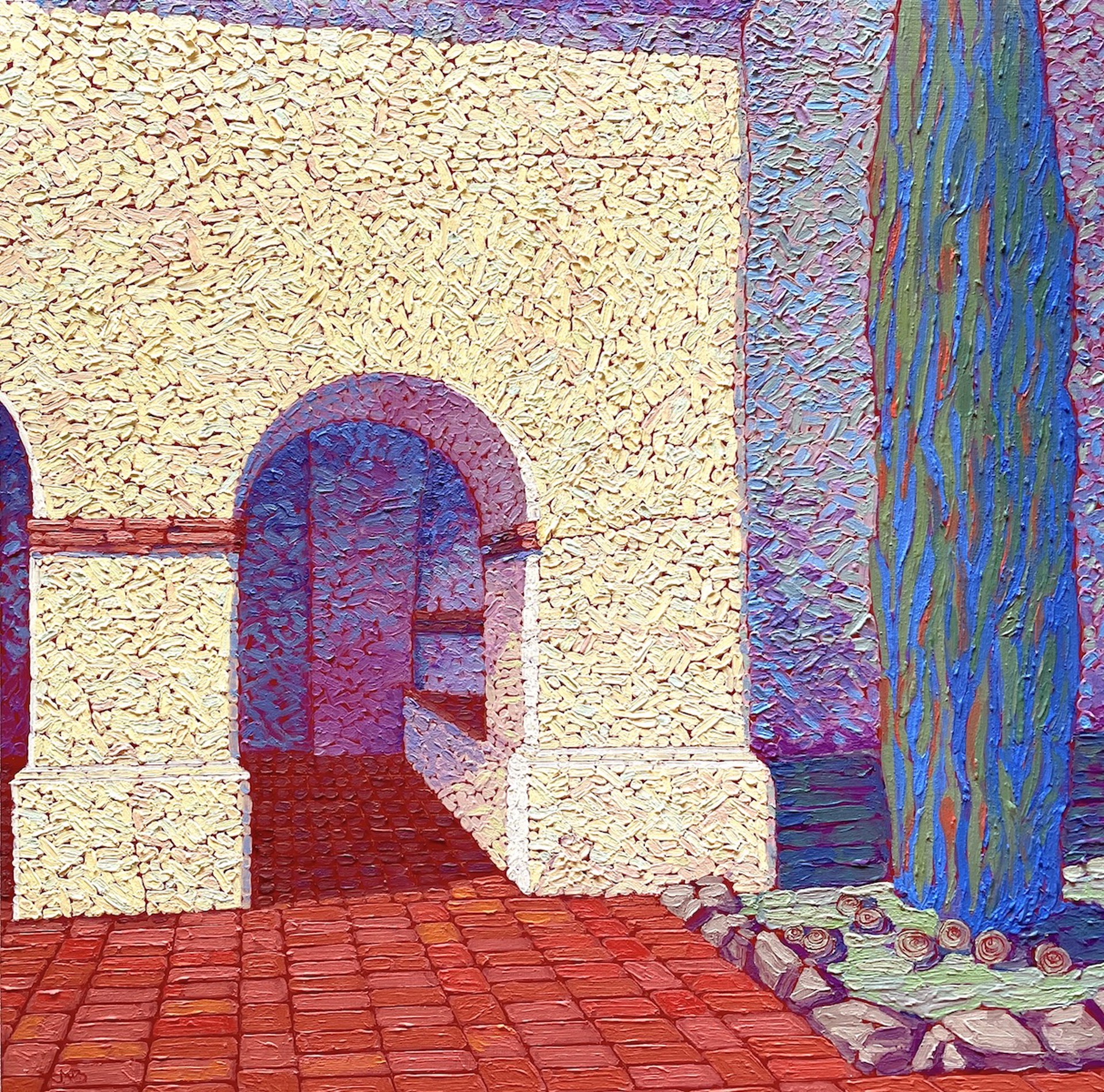 Archway with Cypress, Mission San Juan Bautista by Jeffrey Becom