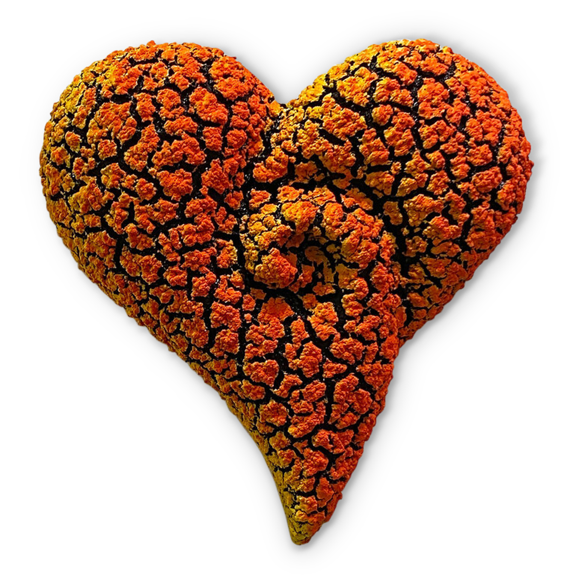 Swirled Lichen Heart ~ Yellow/Red by Randy O'Brien