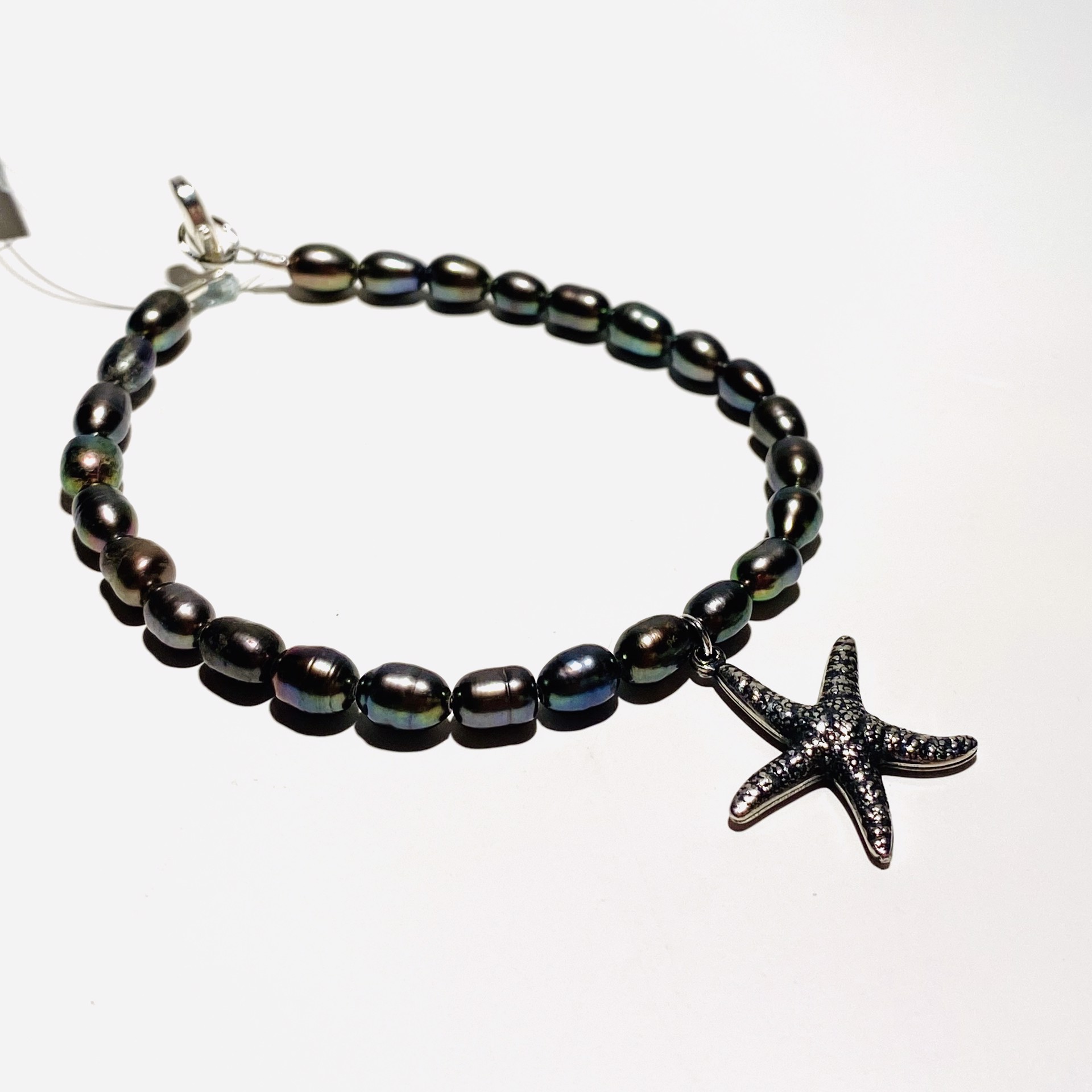 Peacock Pearl Bracelet with starfish charm, P3 by Nance Trueworthy