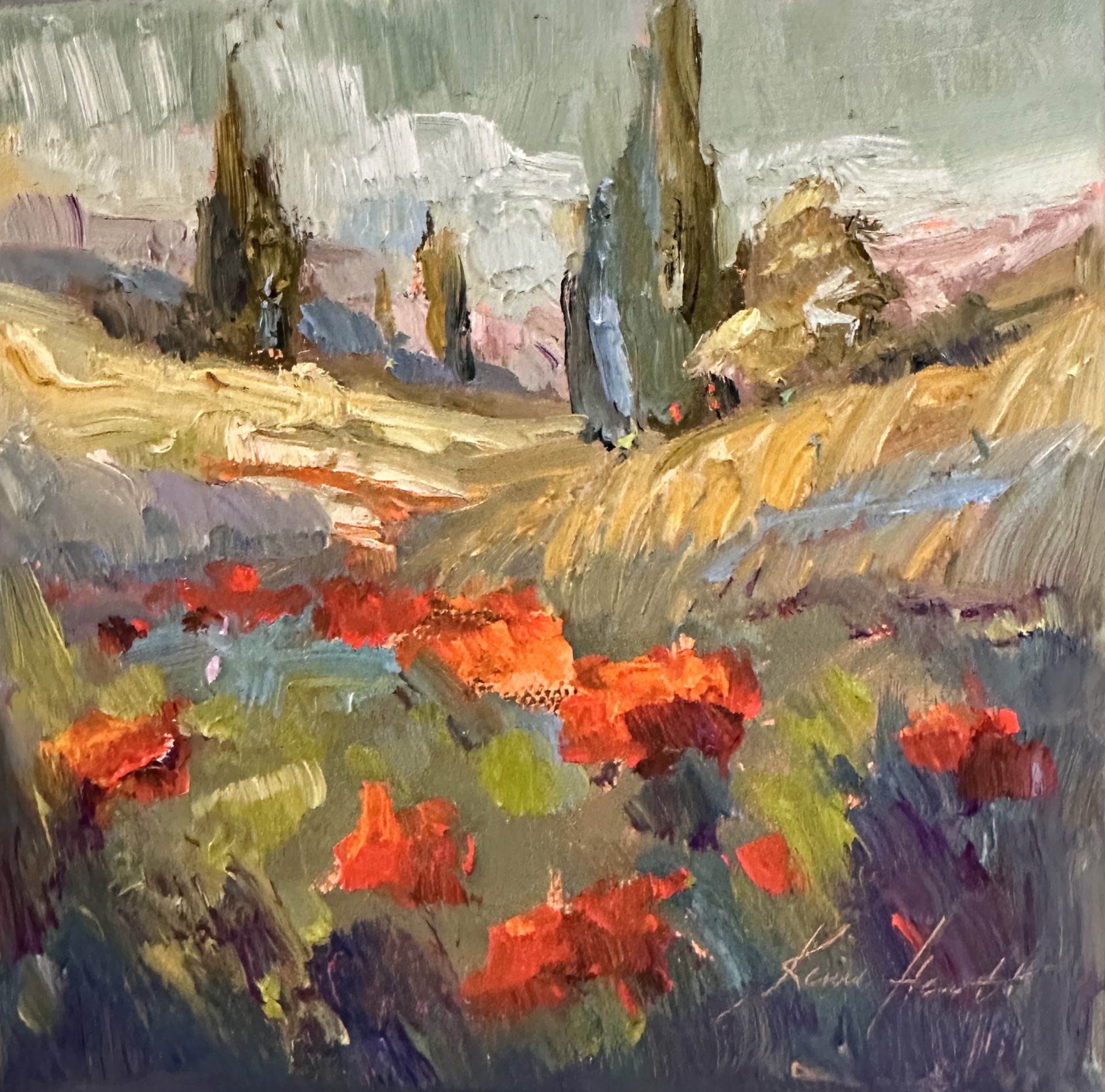 "Walking the Poppy Fields" original oil painting by Karen Hewitt Hagan