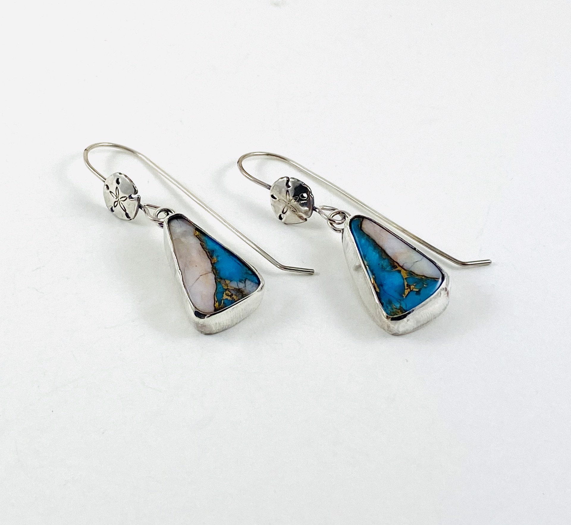 Kingsman Turquoise, Peruvian Opal and Bronze set in Silver, Earrings #234 by Anne Bivens