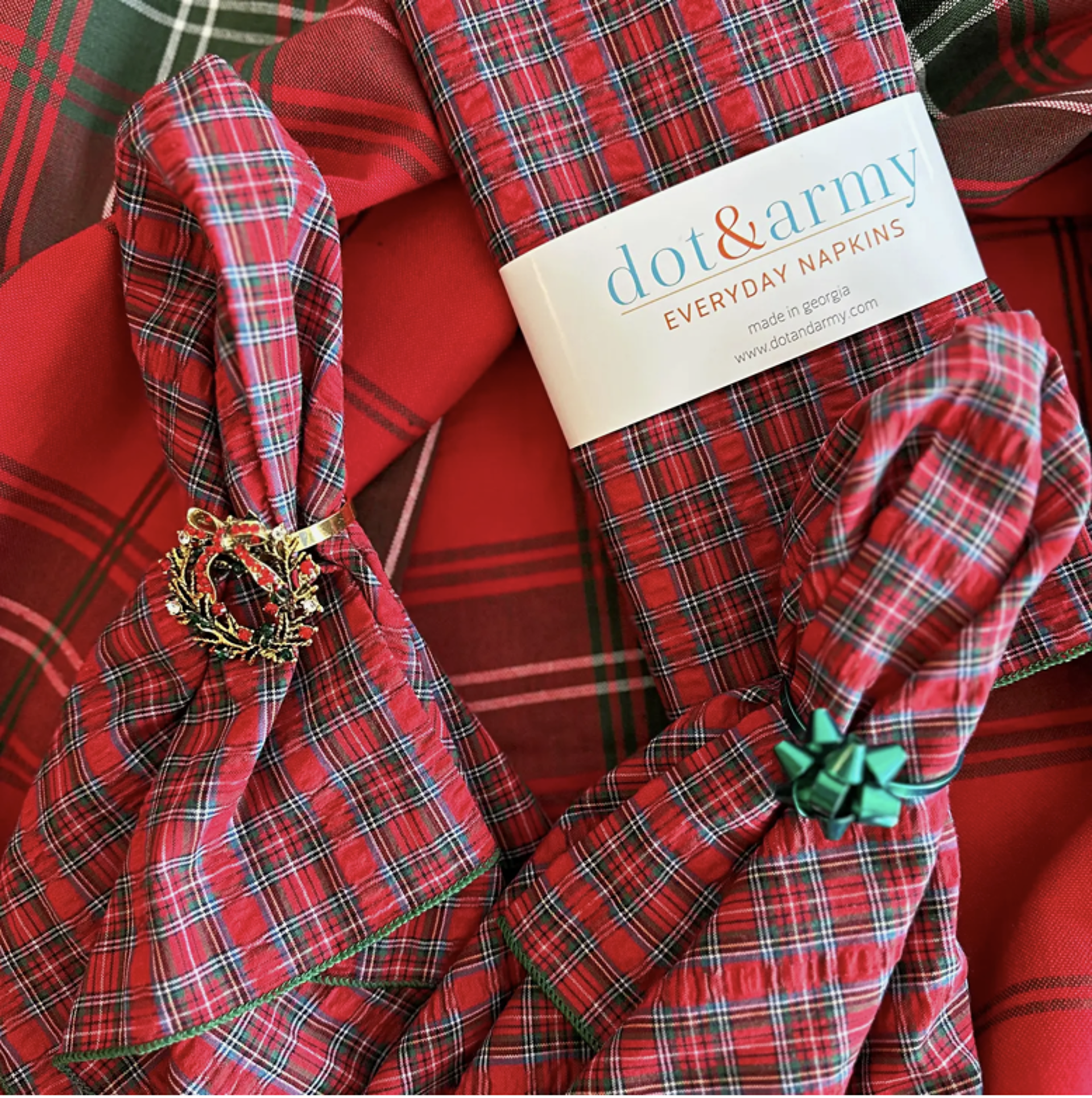 Red Tartan Seersucker Cloth Napkins, set of four by Dot & Army