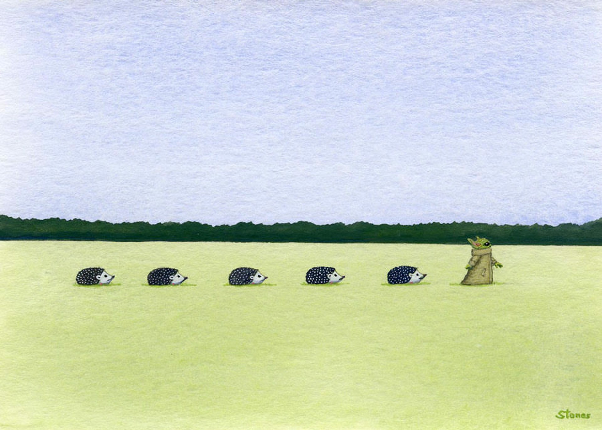 Hedgehogs Follow Child by Greg Stones