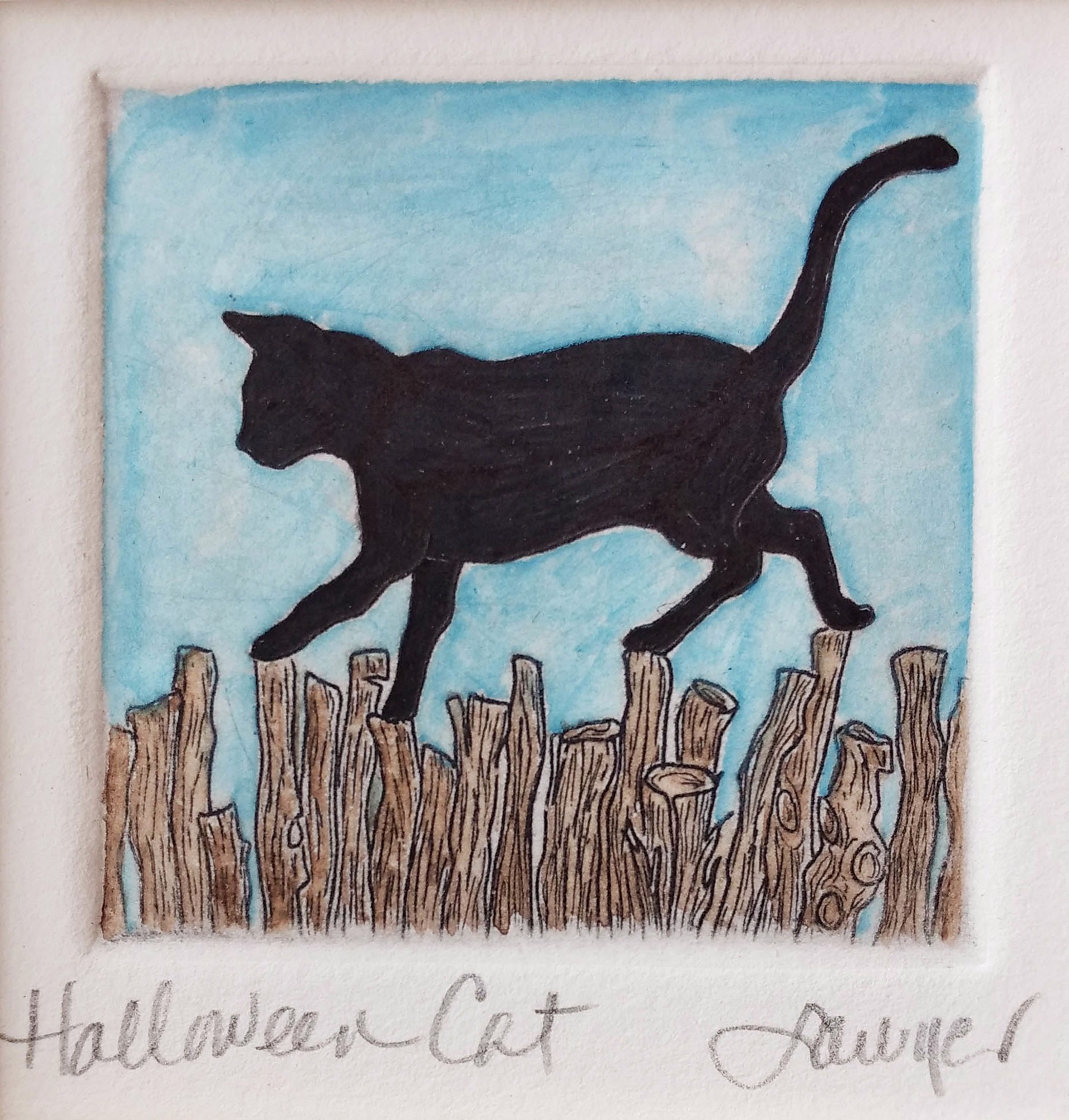 Halloween Cat (framed) by Anne Sawyer