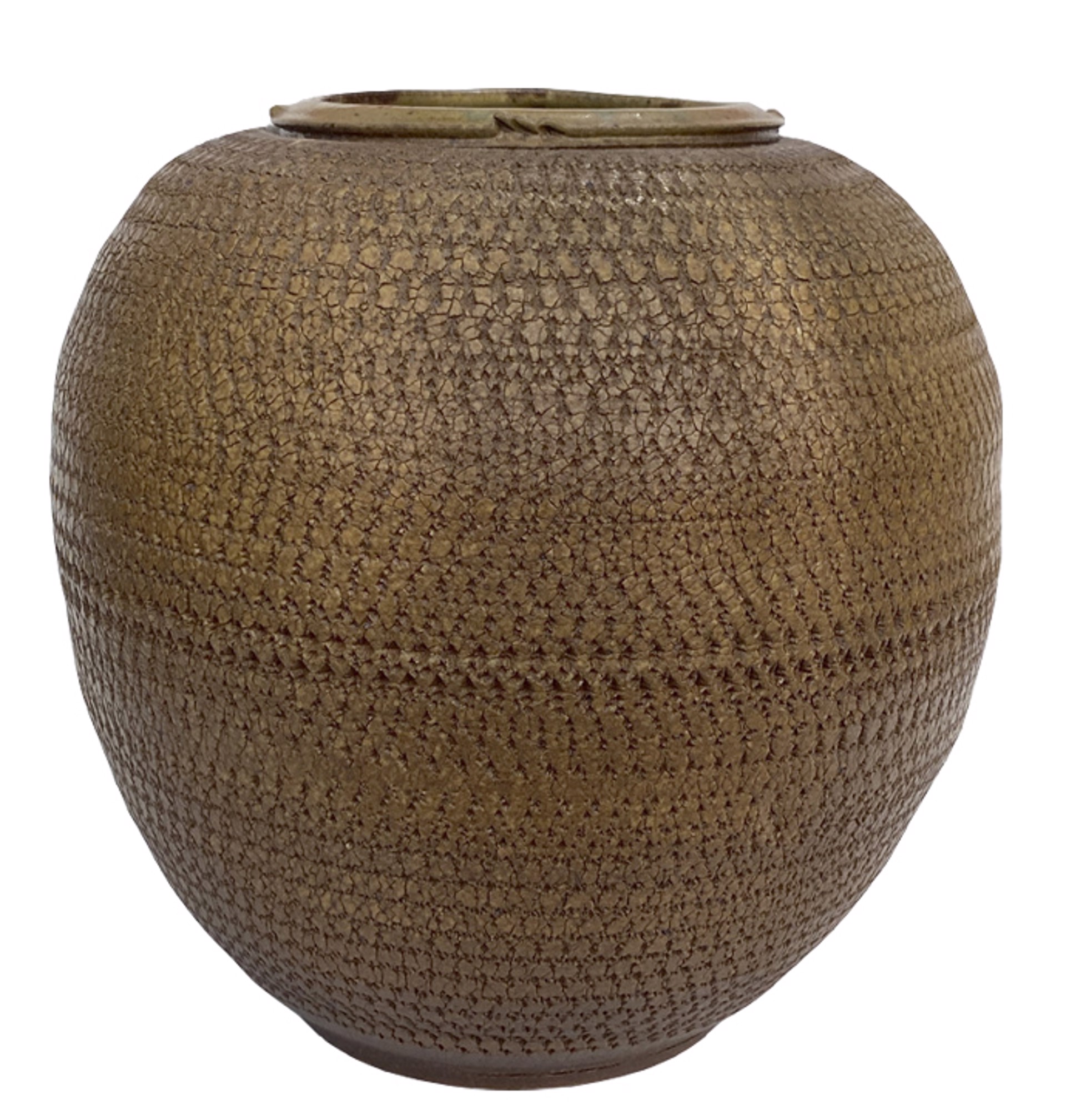 Large Textured Brown Vase by Faye Maeshiro
