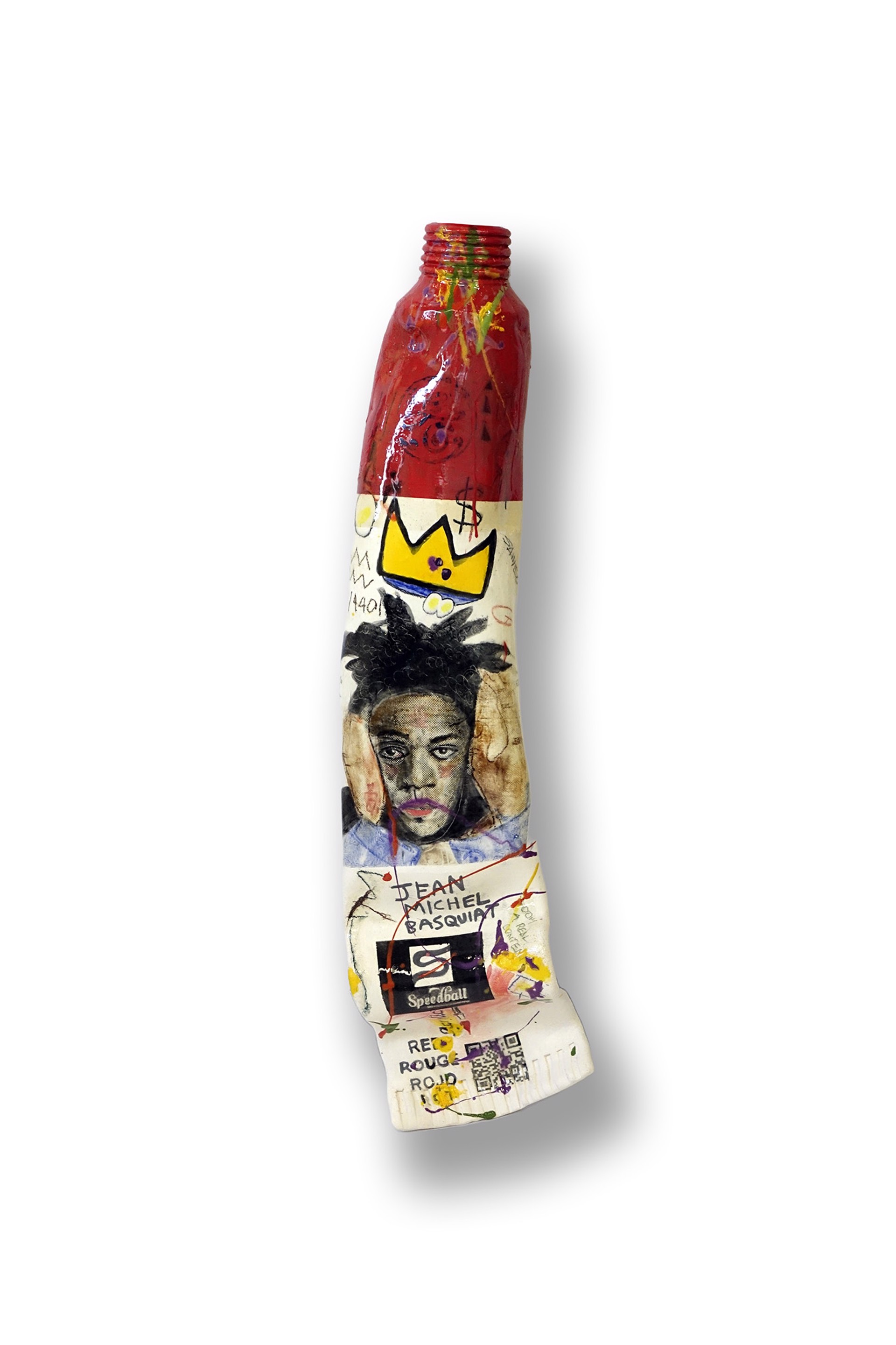 Red Basquiat Paint Tube with Squirt by Ray Gross
