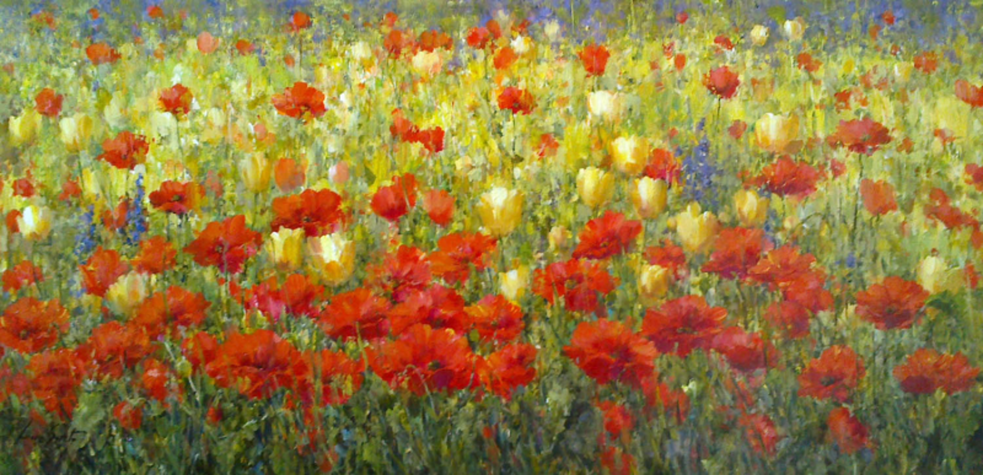 Red and Yellow Flower Garden by Lucia Sarto