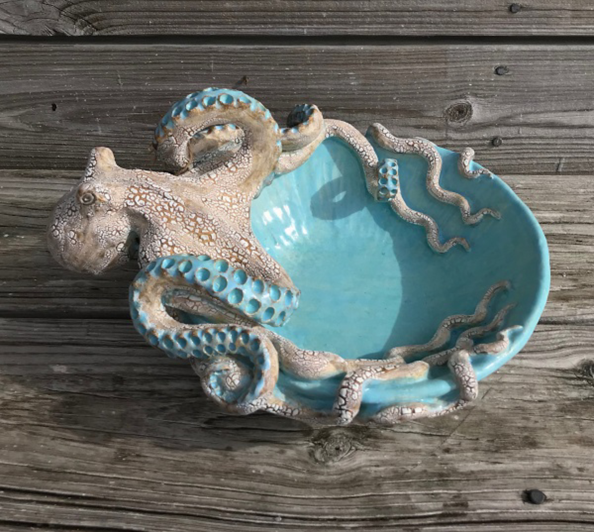 Large Octopus Bowl Caribbean Blue by Shayne Greco