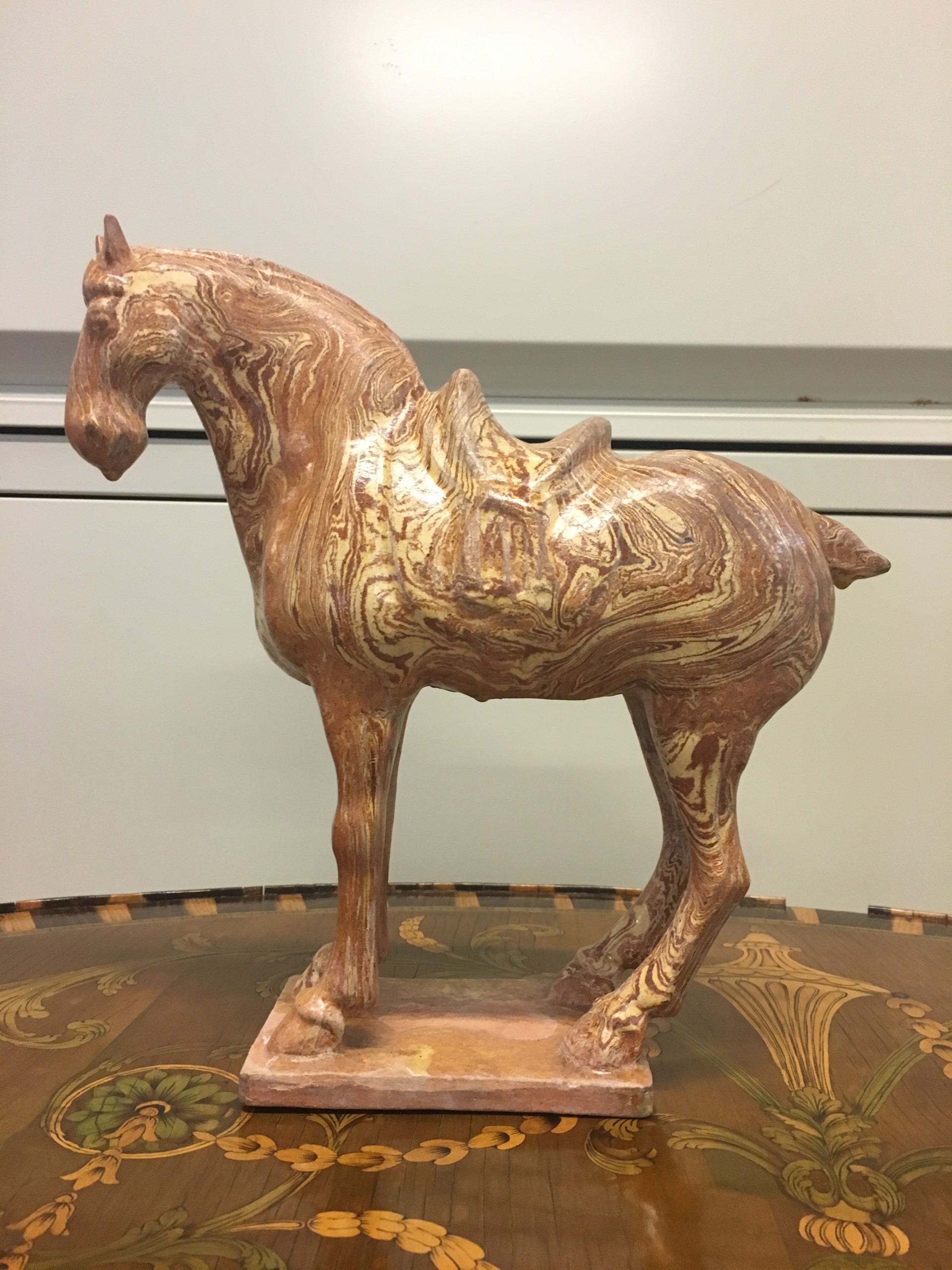FAUX MARBLE FIGURE OF A HORSE