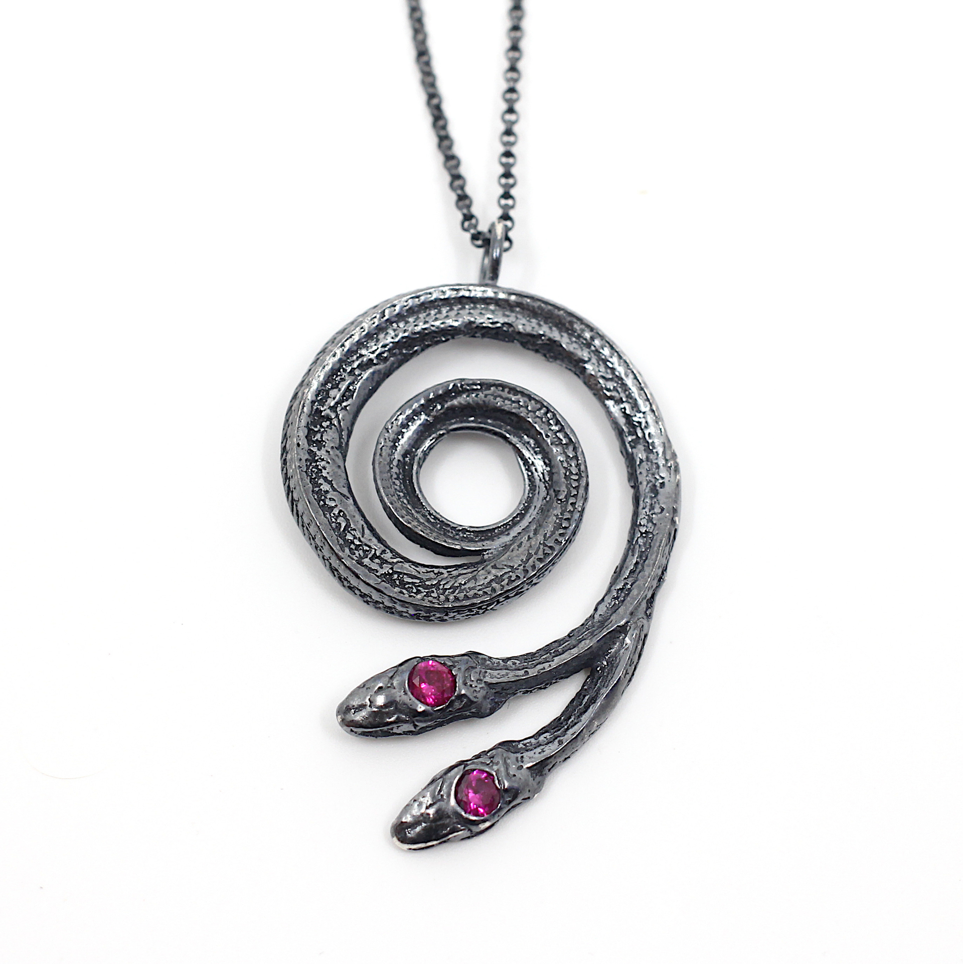 Two-headed Ruby Serpentine Necklace by Anna Johnson