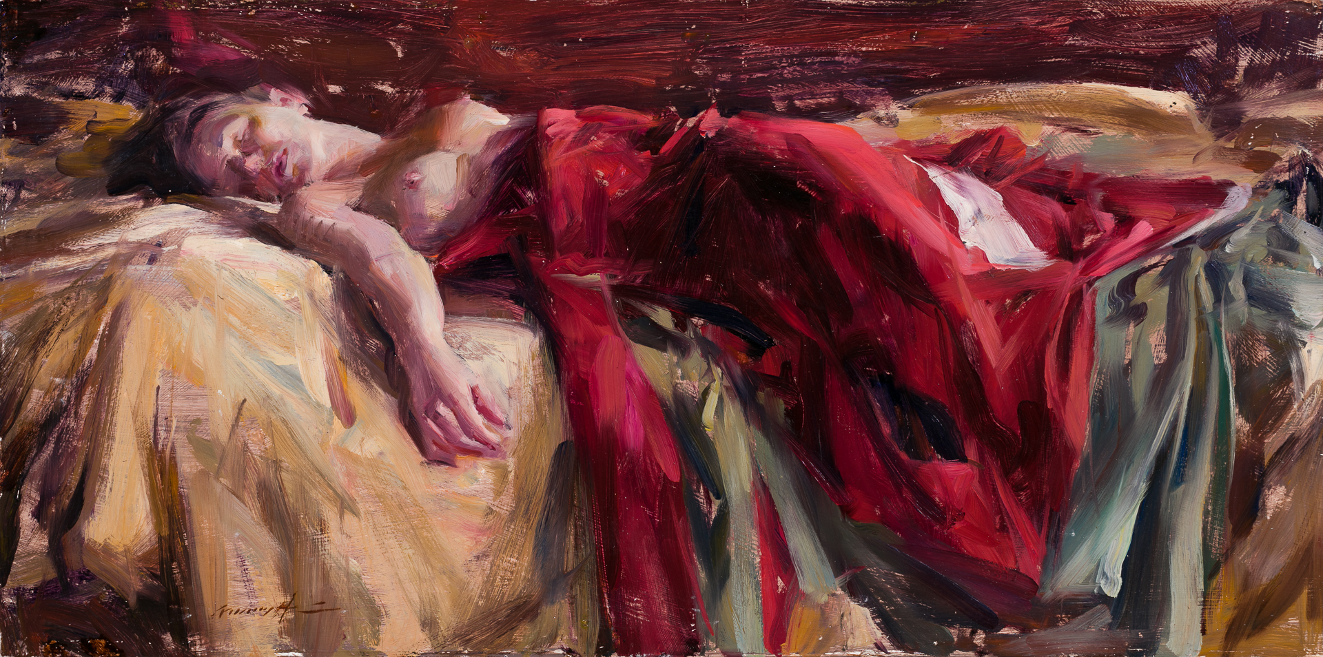 Reclining Figure With Red Silk by Quang Ho
