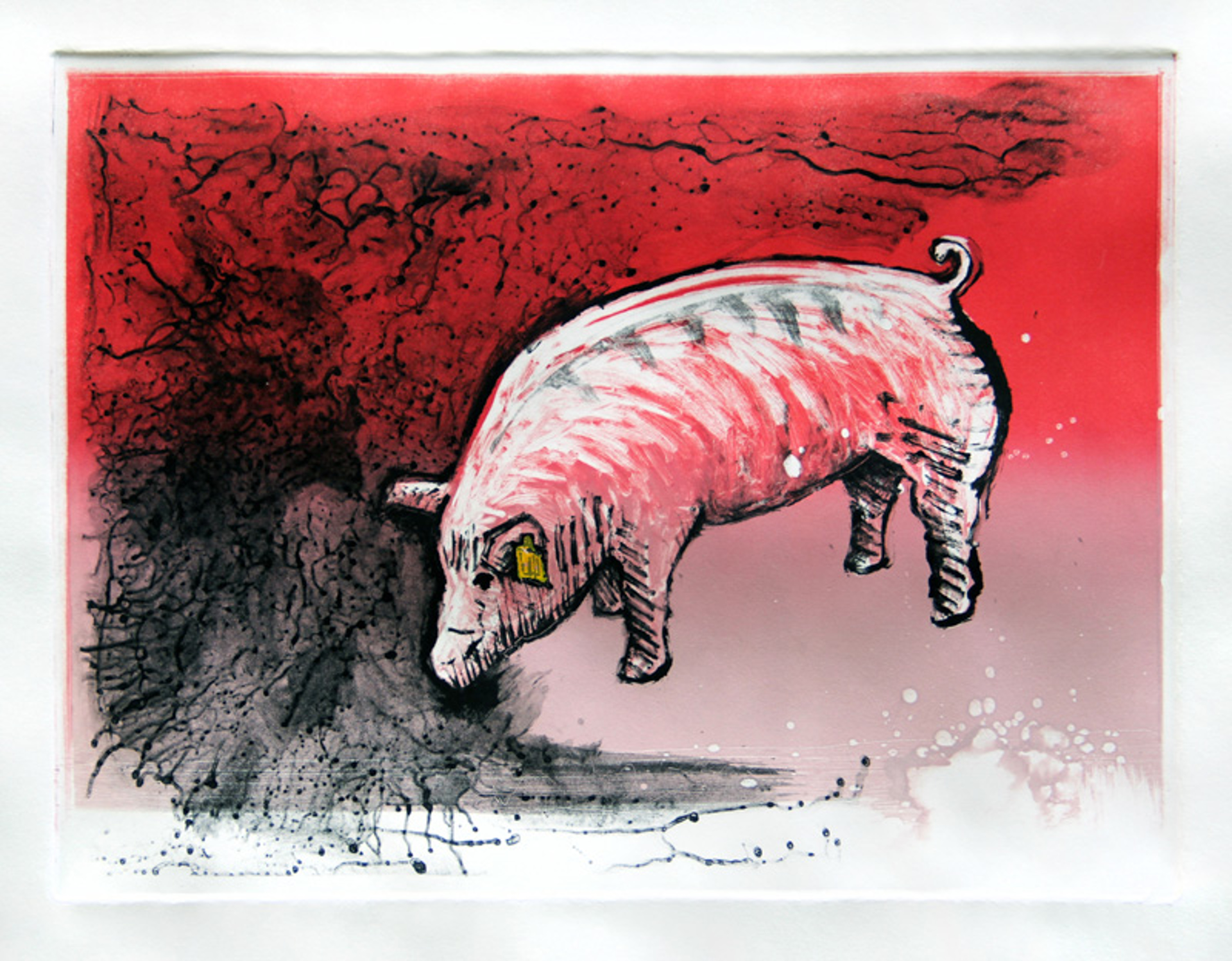No. 3 Pink Pig with Yellow Tags by Emily Stokes