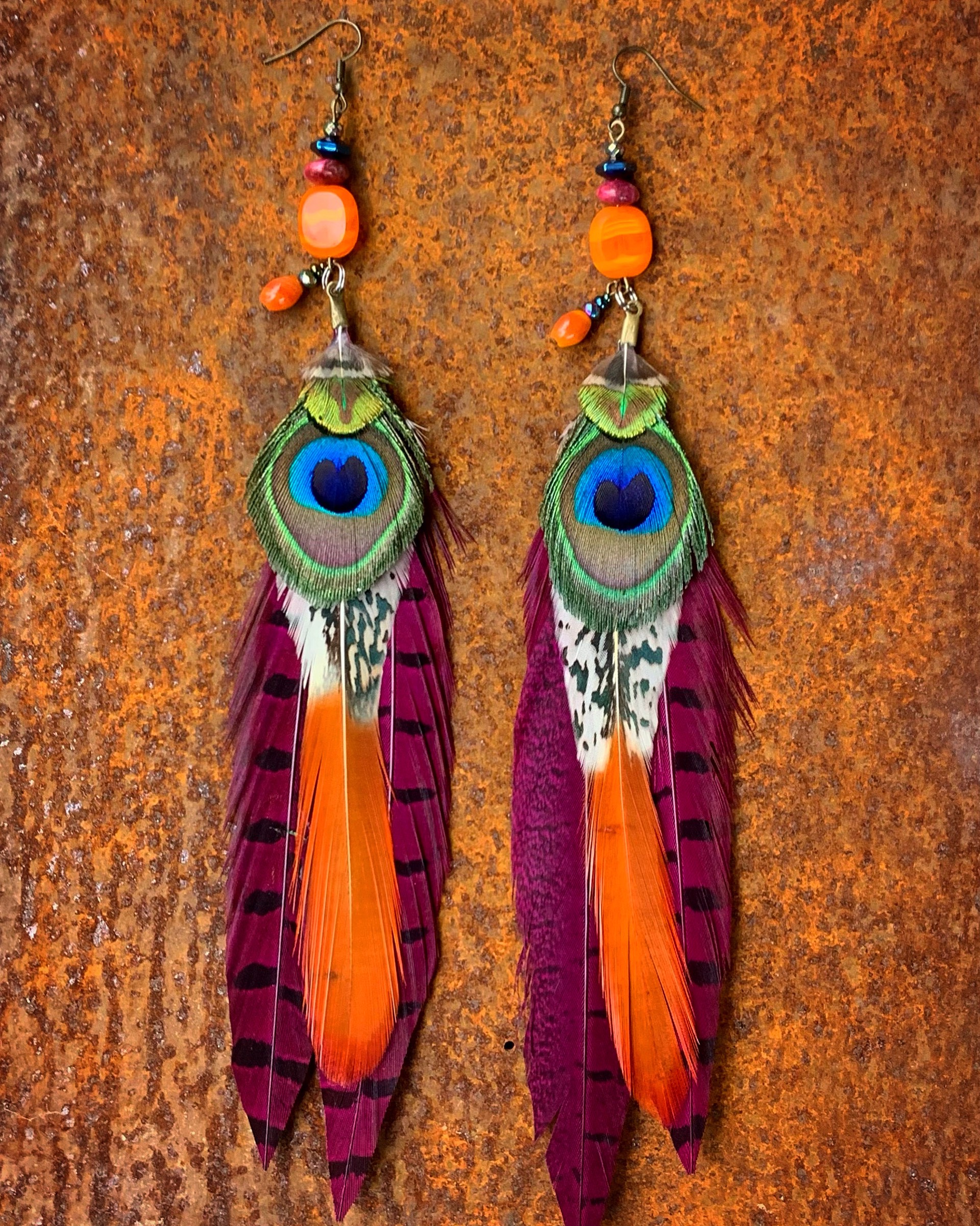 K603 Fuchsia Feathers Earrings by Kelly Ormsby