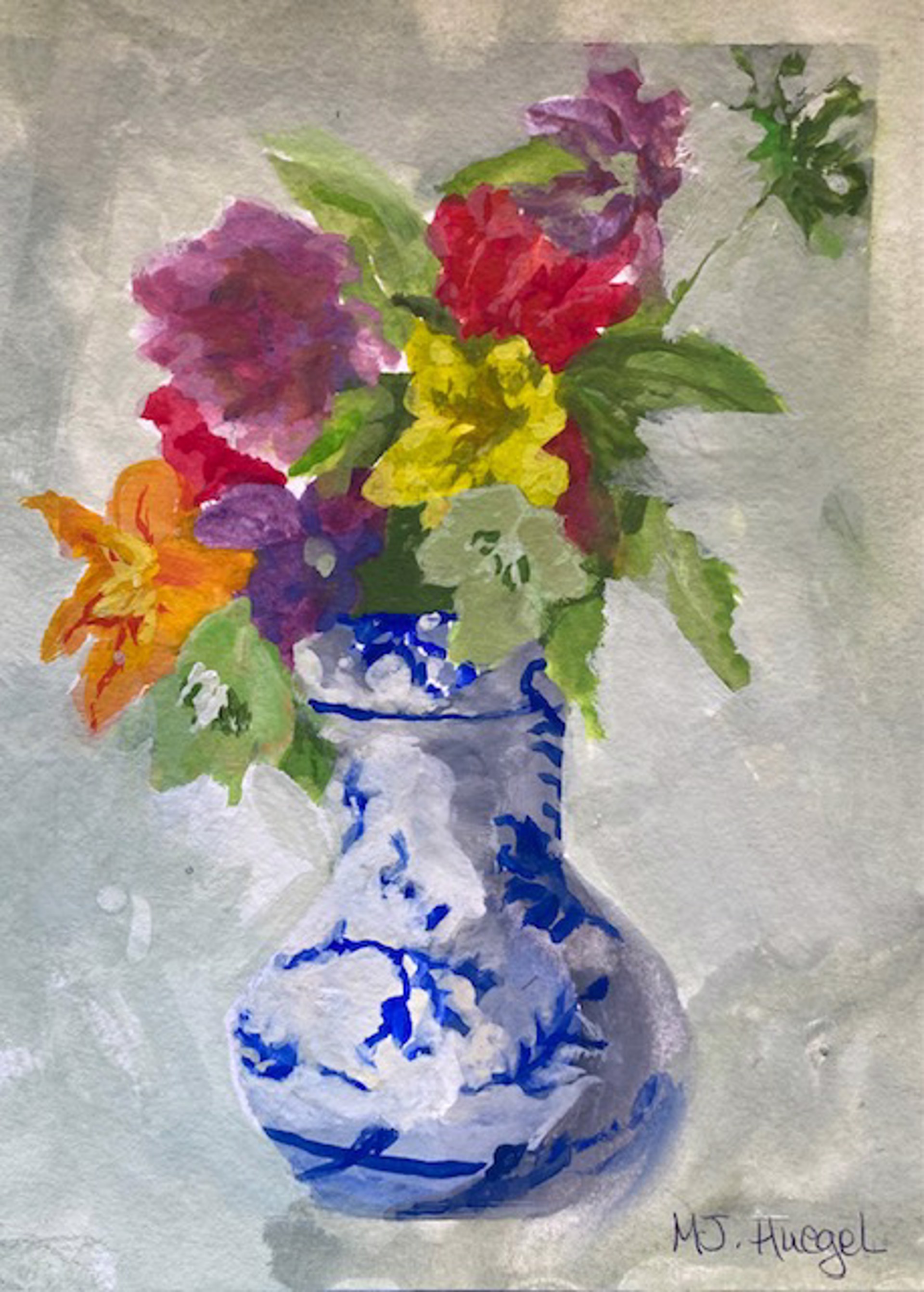 Vase with Flowers by Mary Jane Huegel