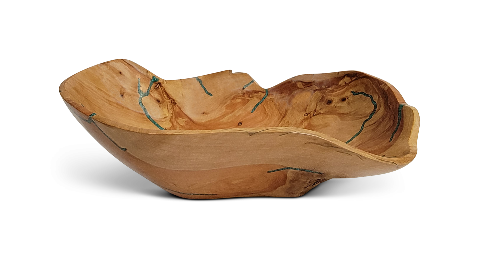 Purple Heart Juniper Wavy Canyon ~ Carved wood with Turquoise Inlay by Scott & Stephanie Shangraw