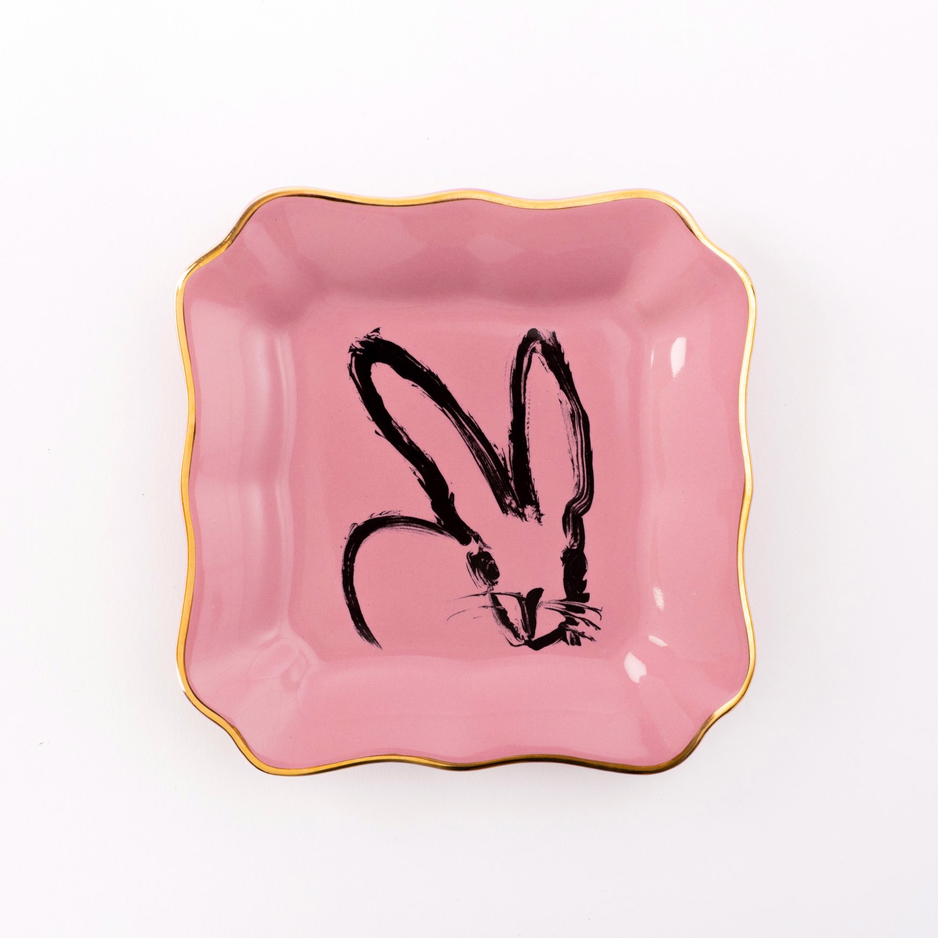 Bunny Portrait Plate - Pink by Hunt Slonem (Hop Up Shop)