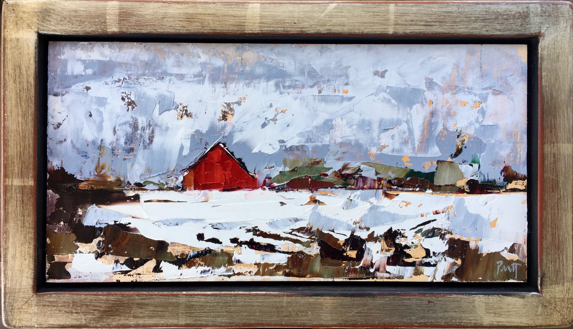 Red Barn in Snow by Sandra Pratt