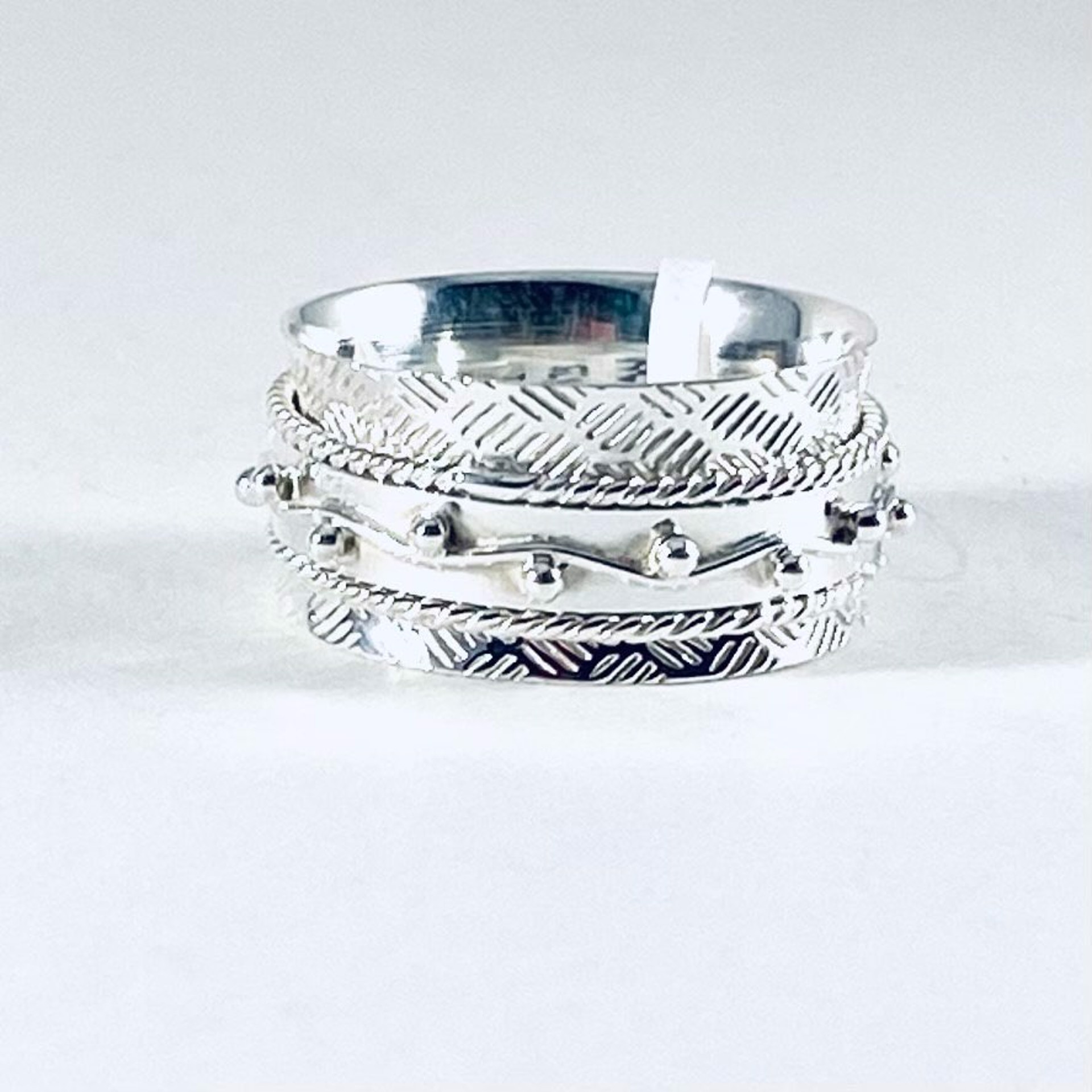 MON SR 3243 Silver Spin Ring LIMITED SIZES by Monica Mehta