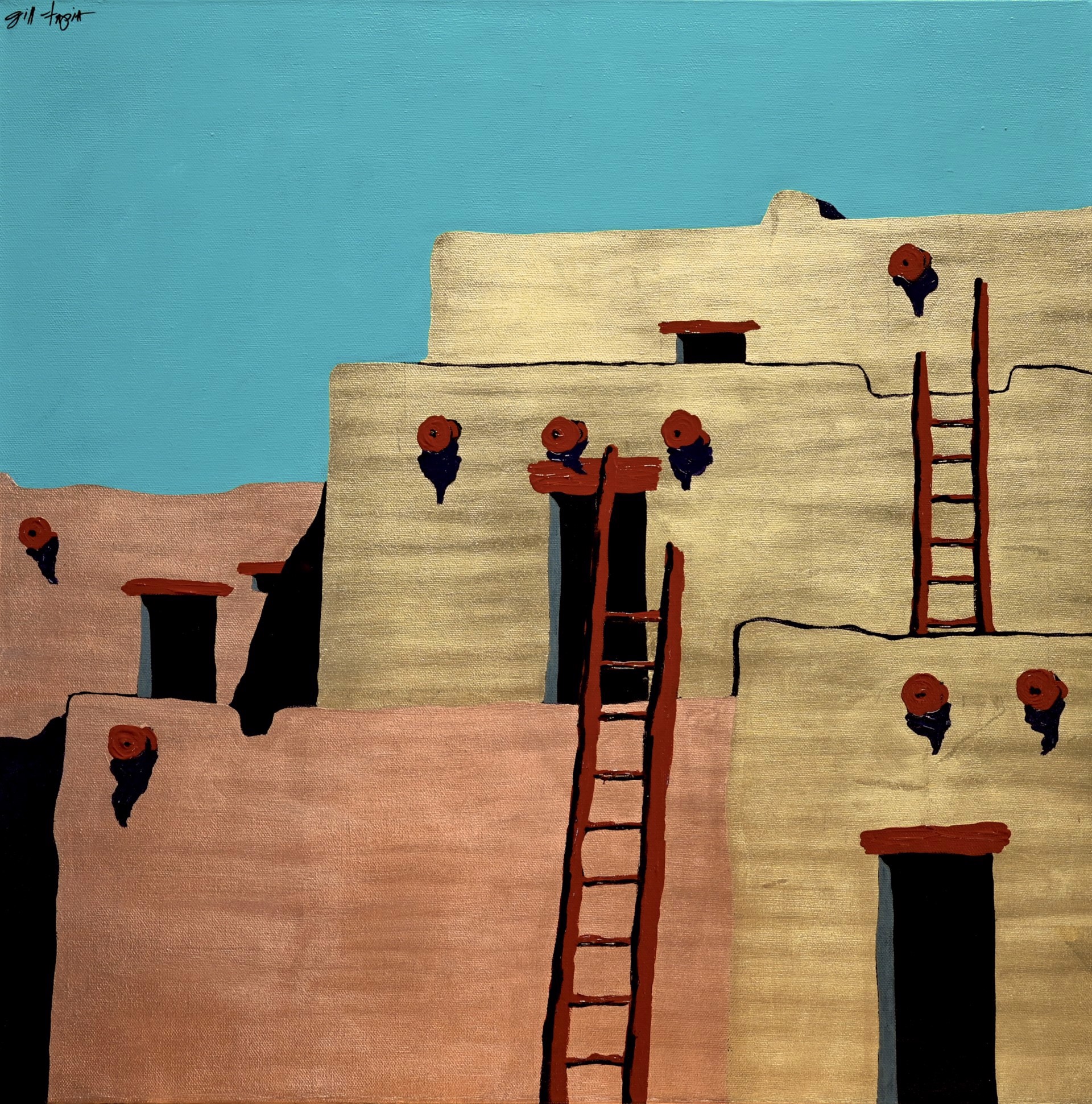 Ladders at the Pueblo Under Tiffany's Skies by Alvin Gill-Tapia