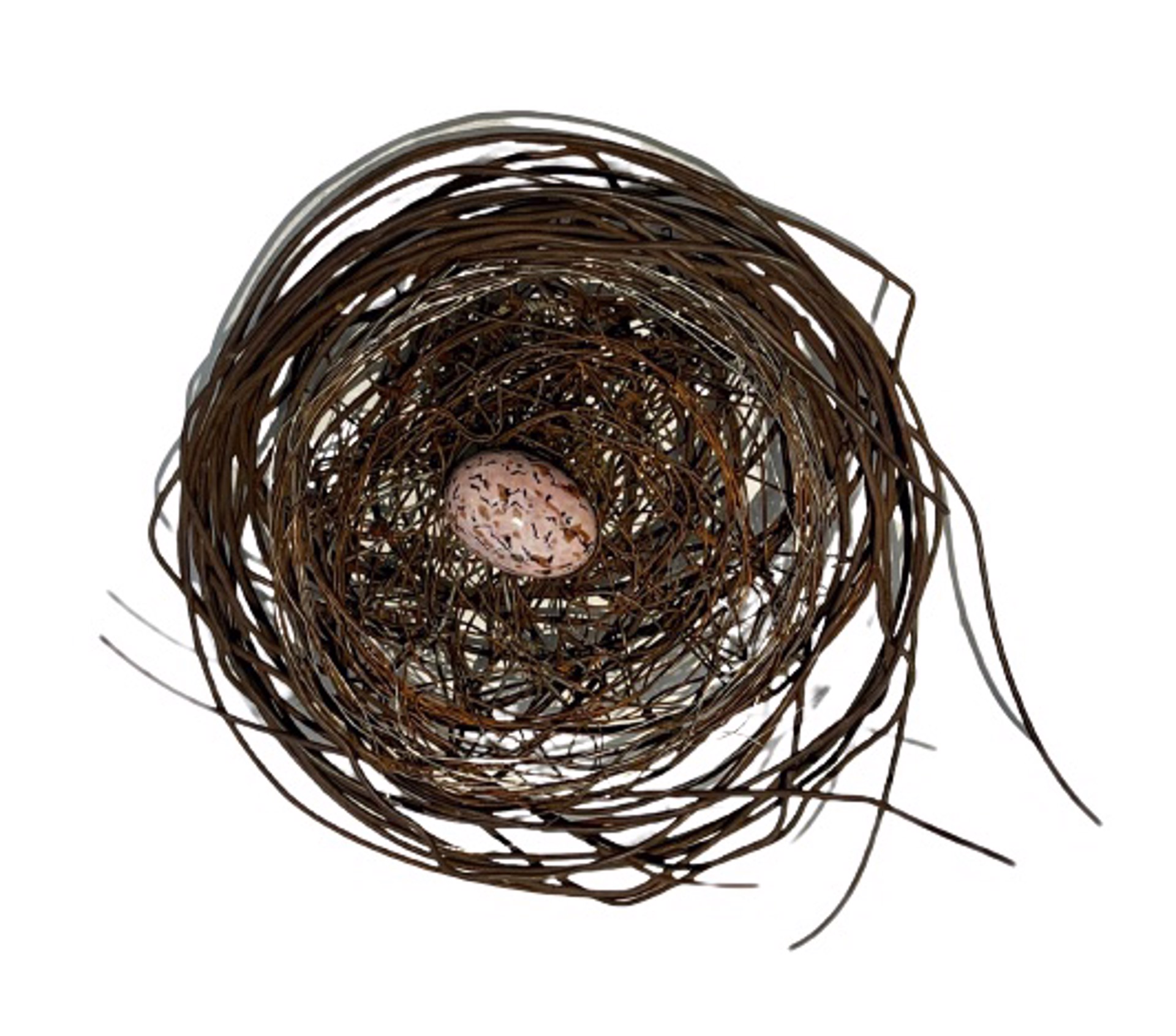 Hand Woven Wire Nest with 1 Pink Egg #1377 by Phil Lichtenhan