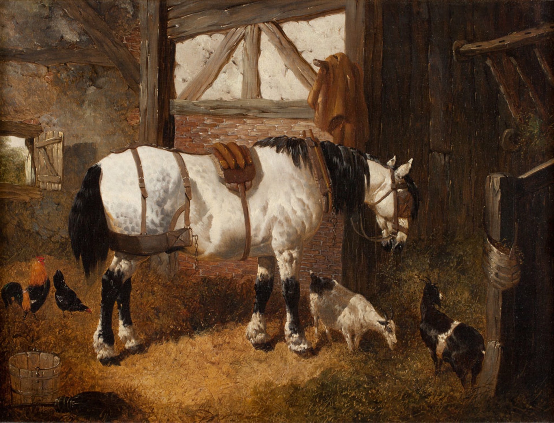 Harnessed Grey in a Barn, 1855 by John Frederick Herring, Jr.