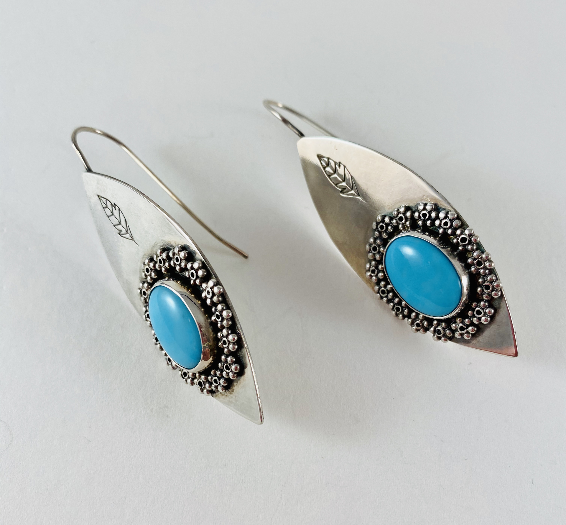 AB20-1 Sleeping Beauty Turquoise Sterling Earrings by Anne Bivens